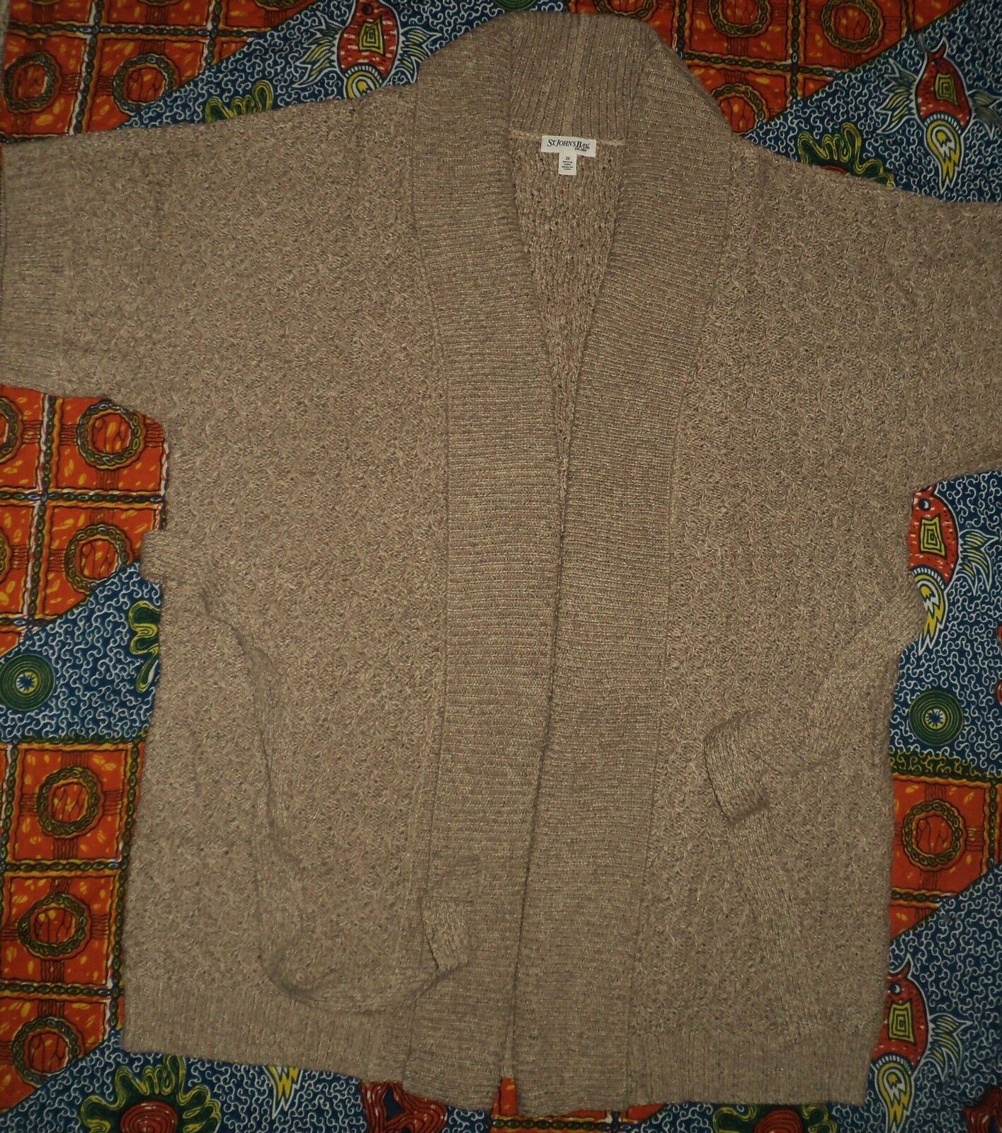 St. John's Bay Plus Size Taupe Marl Belted Cardigan Sweater Size 2X