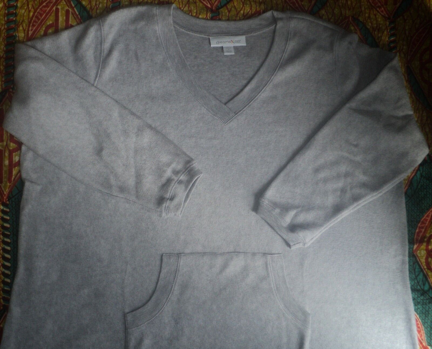 Dreams & Co. Plus Size Heather Grey Long Sleeves Sherpa Long Lounger 1X(22/24)