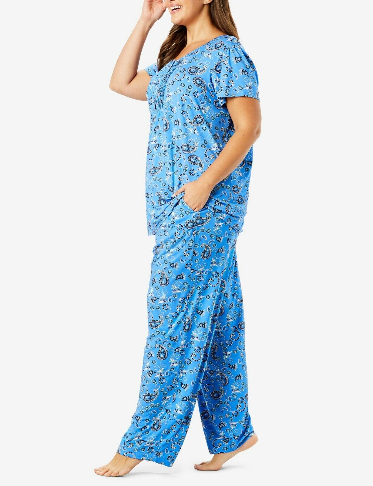 Only Necessities Plus Size Light Orchid Dot Pintucked Pajama Set Size 2X(226/28)