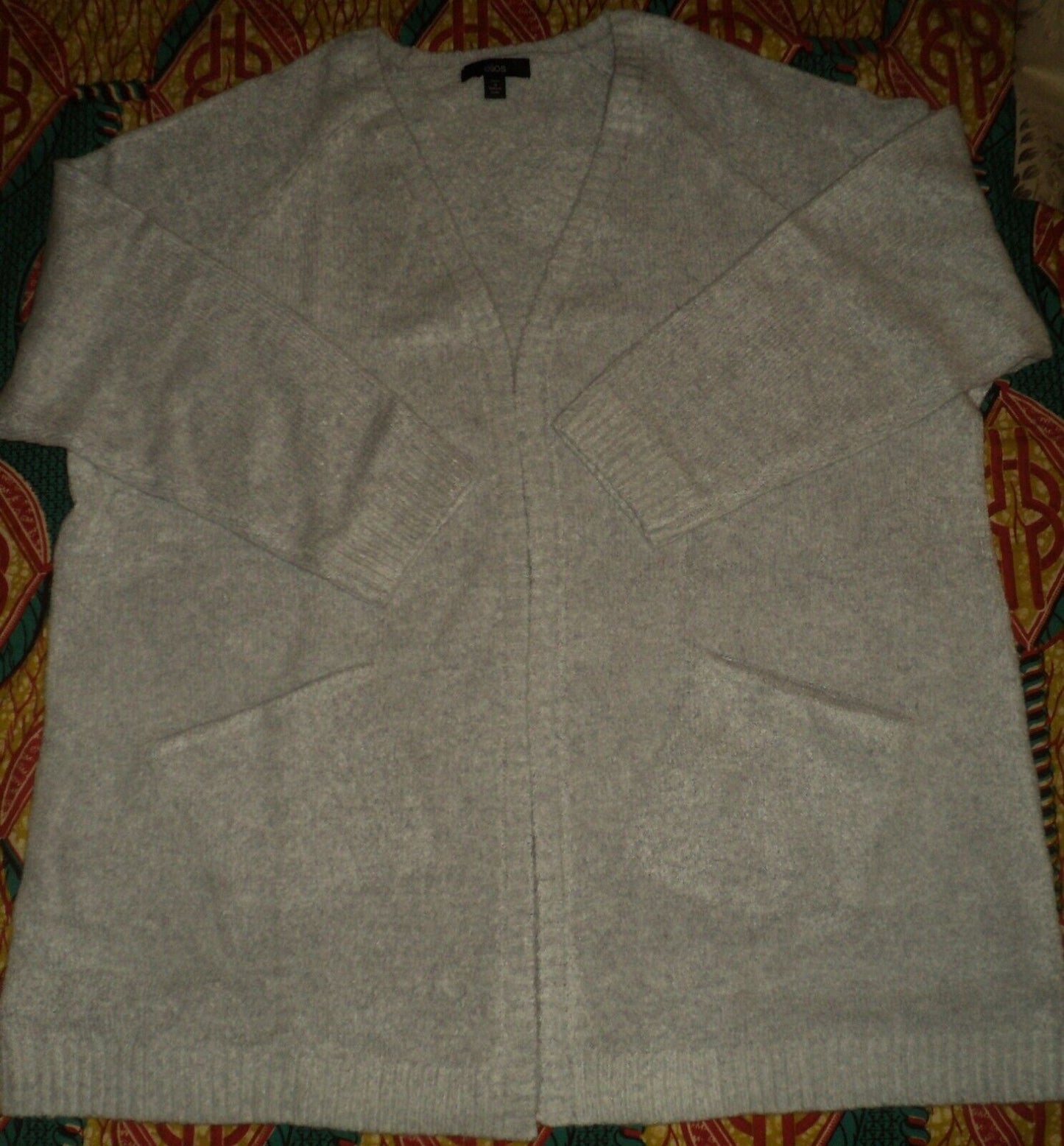 Ellos Plus Size Heather Grey Long Sleeves Open Front Pocket Cardigan Size 2X