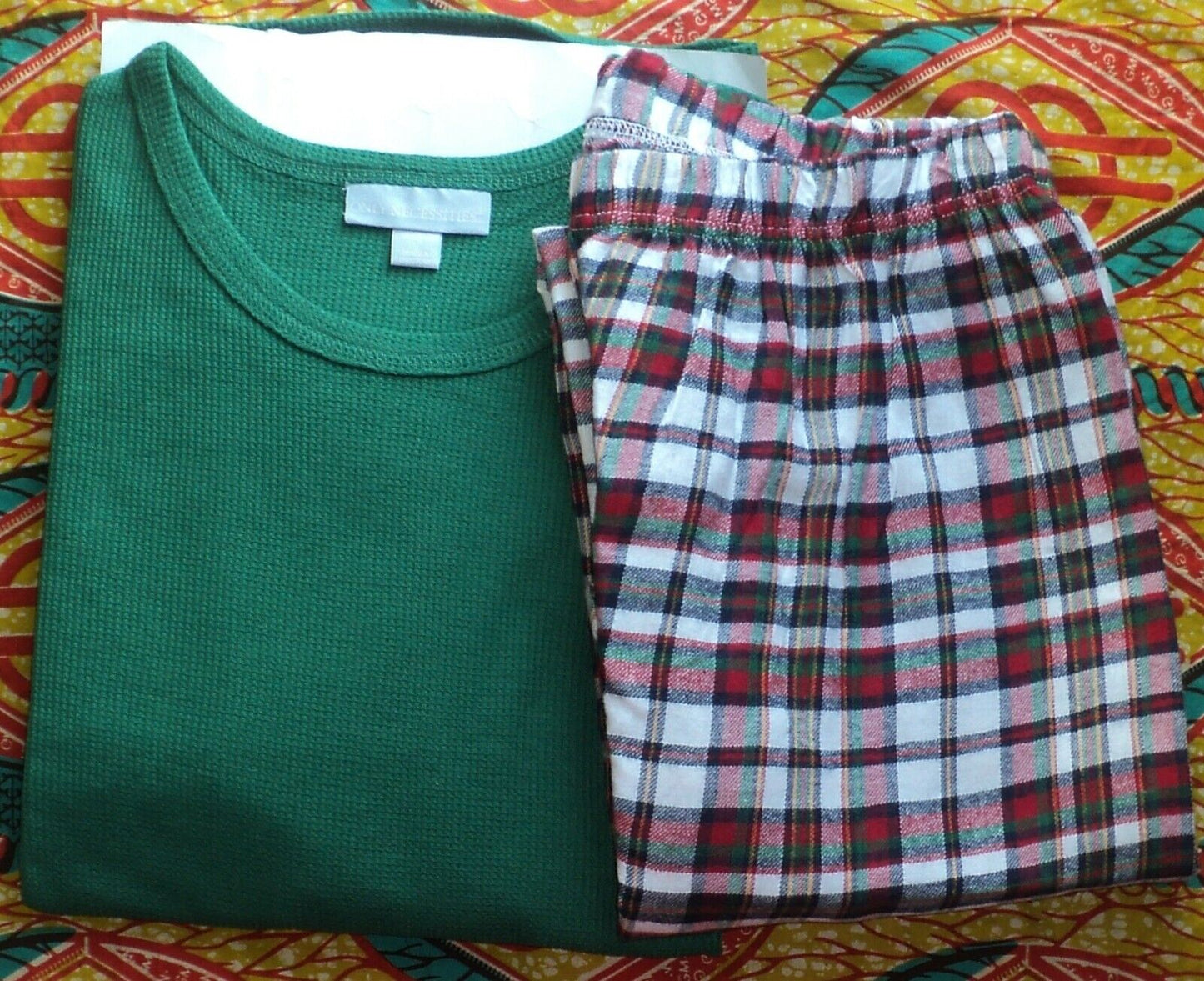 Only Necessities Plus Size Multi Plaid Thermal 2-Piece Pajama Set Size 1X(22/24)