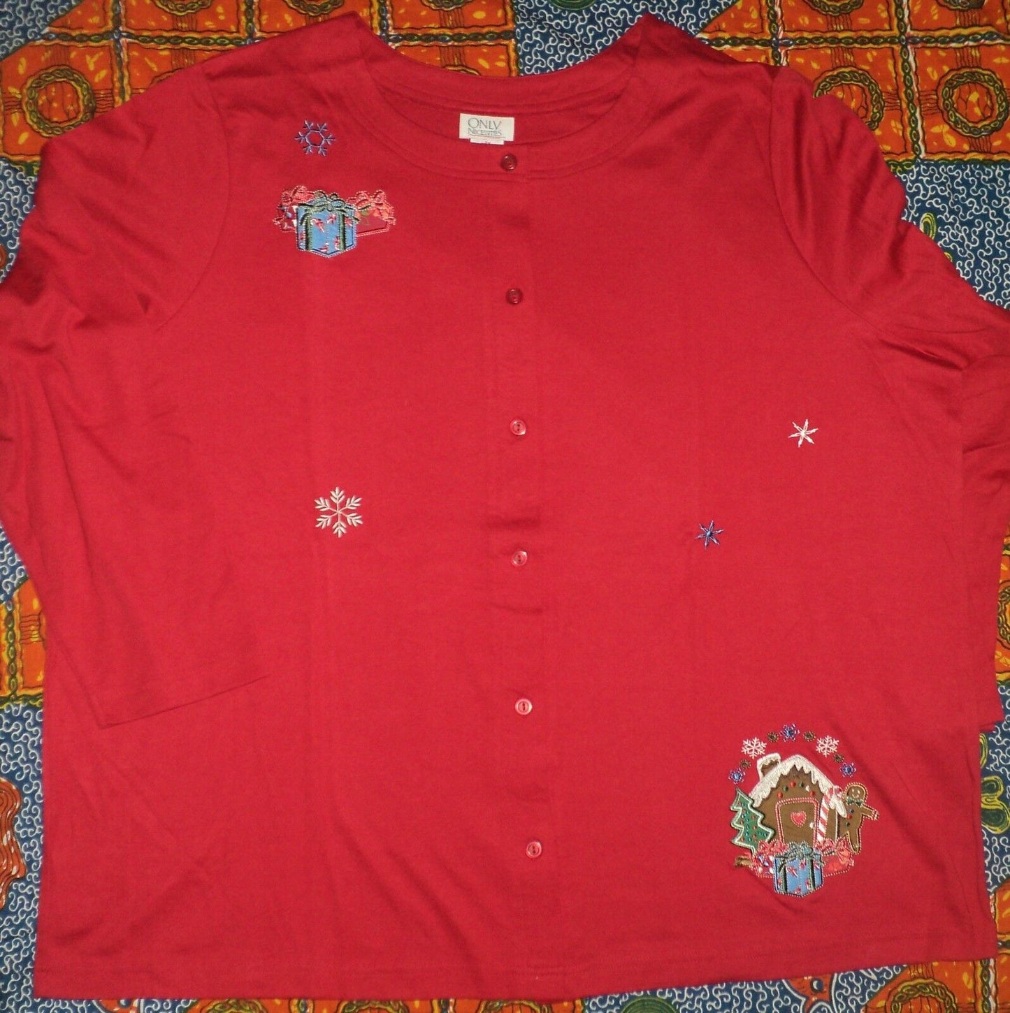 Only Necessities Plus Size Classic Red Winter-Theme 2PC Knit Pantset 2X(26W/28W)