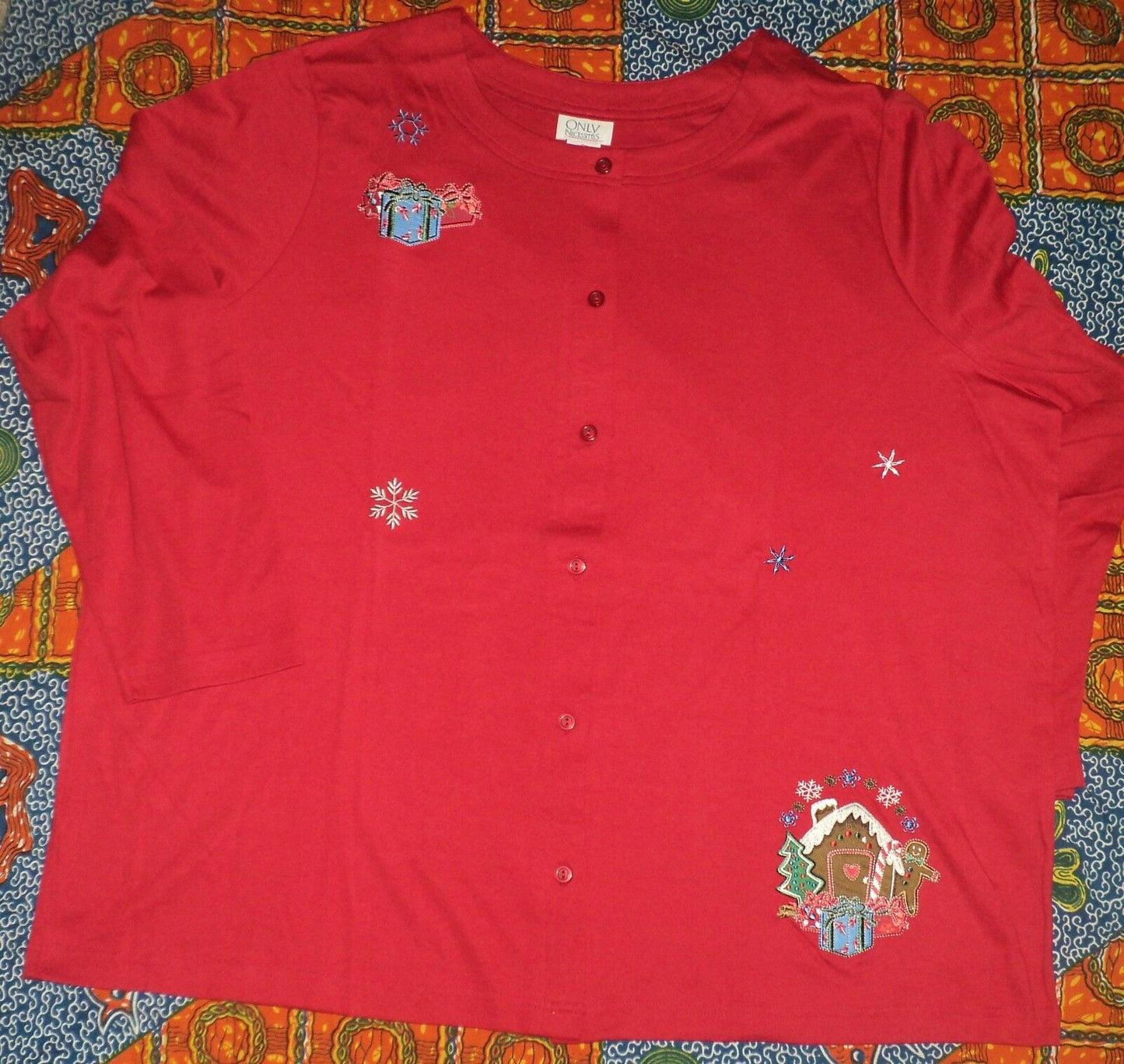 Only Necessities Plus Size Classic Red Winter-Theme 2PC Knit Pantset 2X(26W/28W)