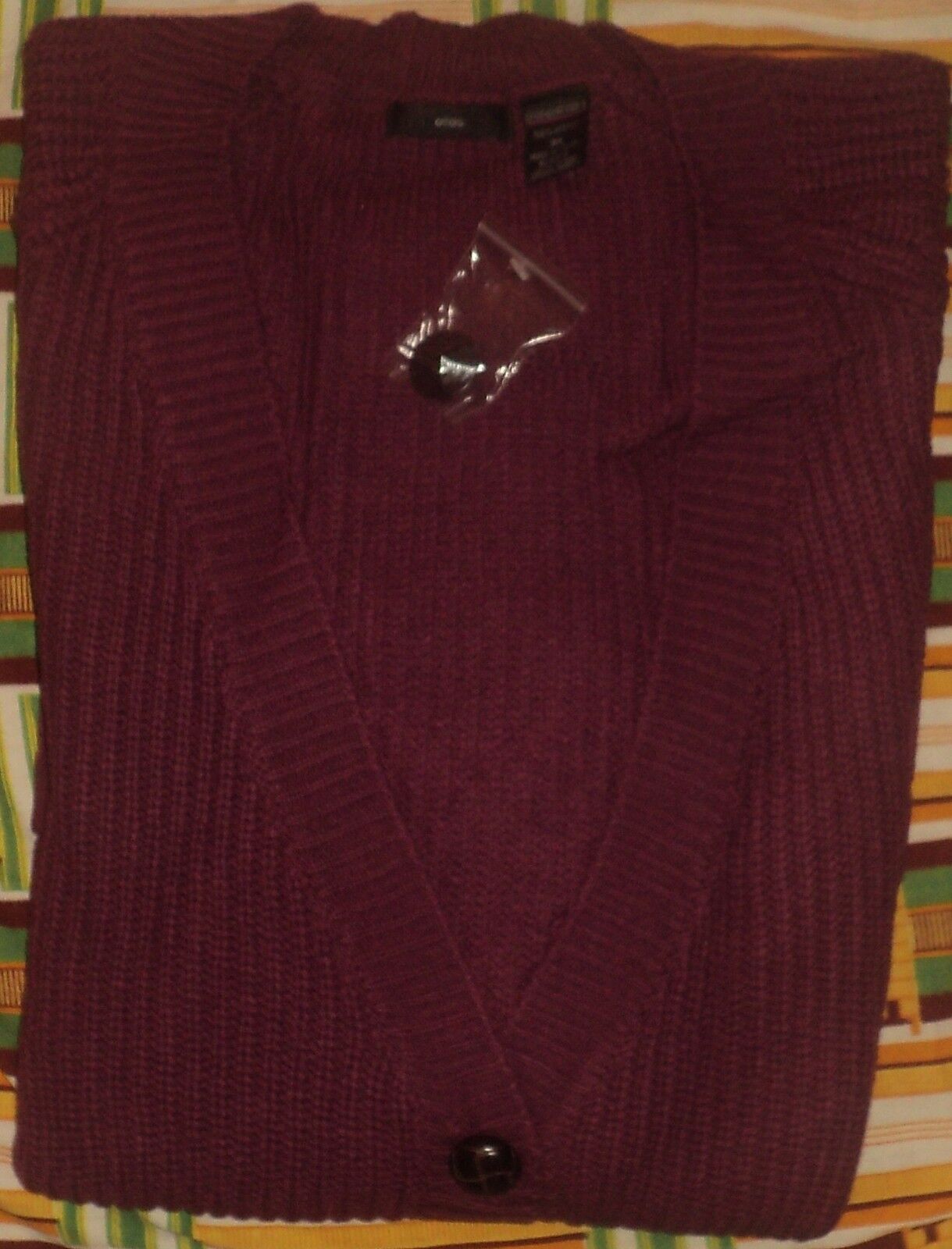 Ellos Plus Size Deep Claret Long Sleeves Button-Down Cardigan Size 3X