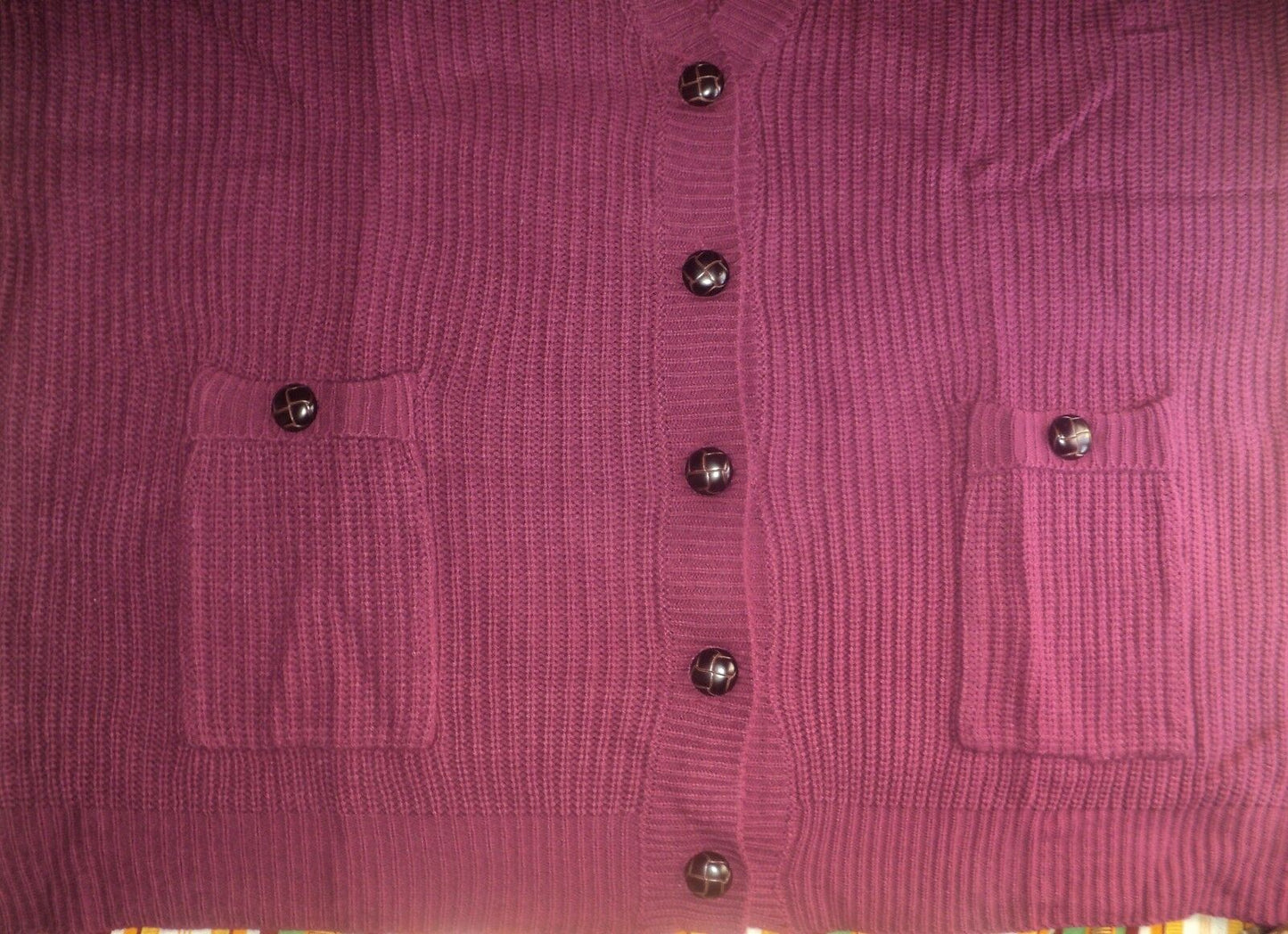 Ellos Plus Size Deep Claret Long Sleeves Button-Down Cardigan Size 3X