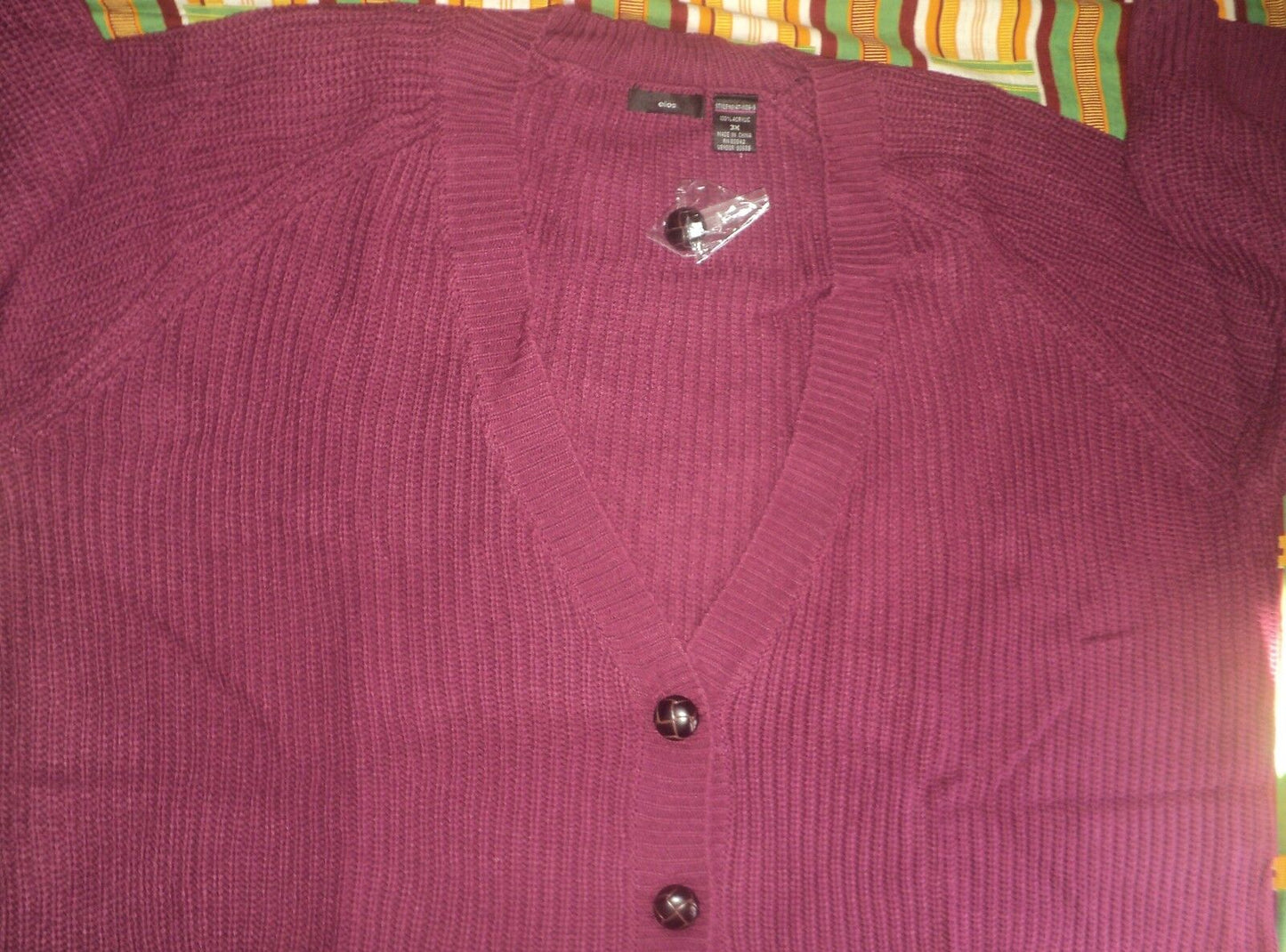 Ellos Plus Size Deep Claret Long Sleeves Button-Down Cardigan Size 3X