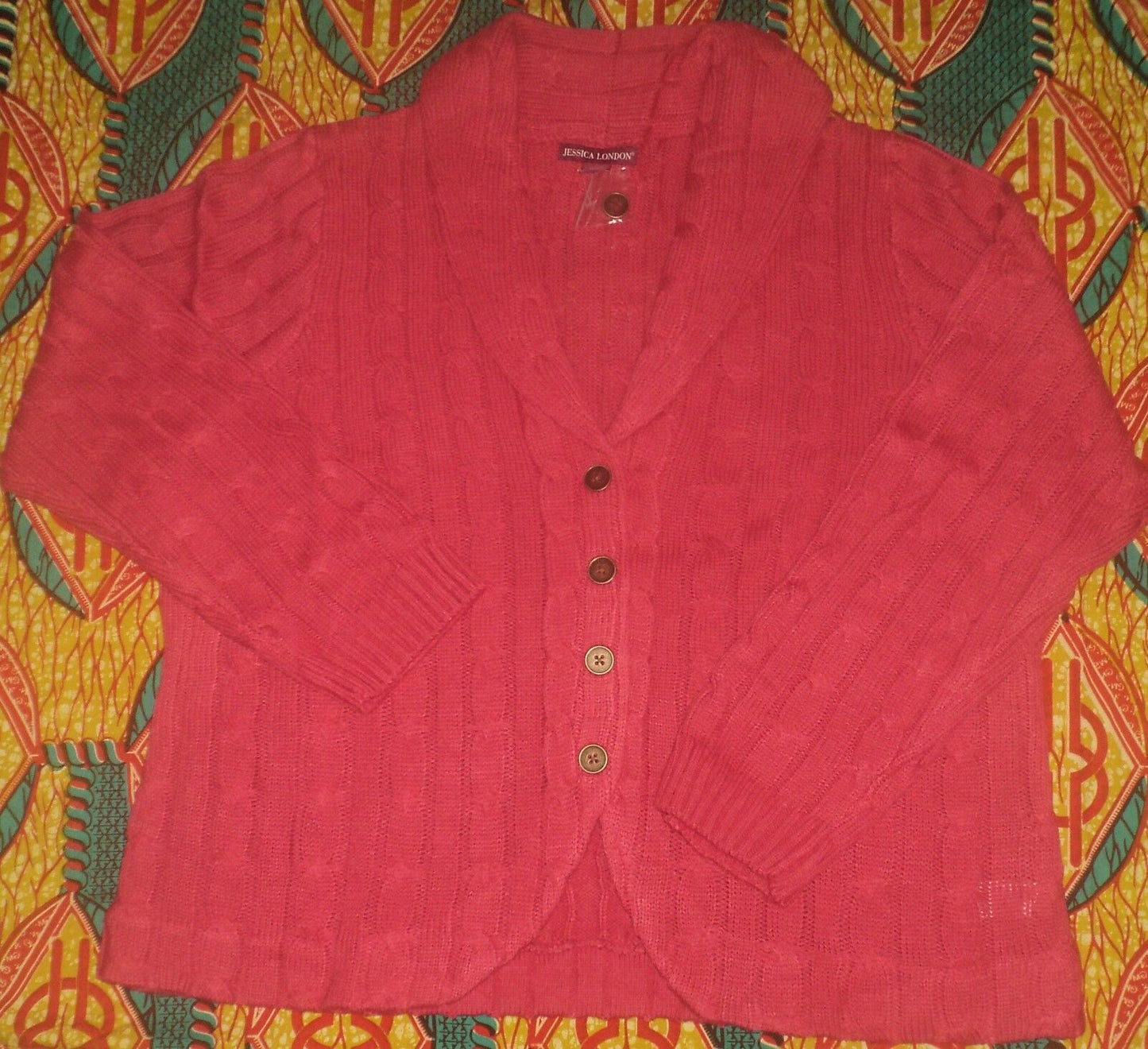 Jessica London Plus Size Strawberry Cable Blazer Sweater Cardigan Size 22/24