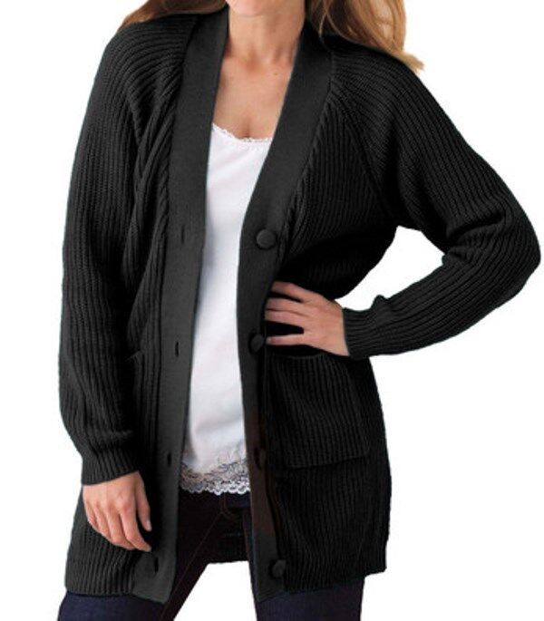 Woman Within Plus Size Ivory Shaker Knit Cardigan 1X(22W/24W)