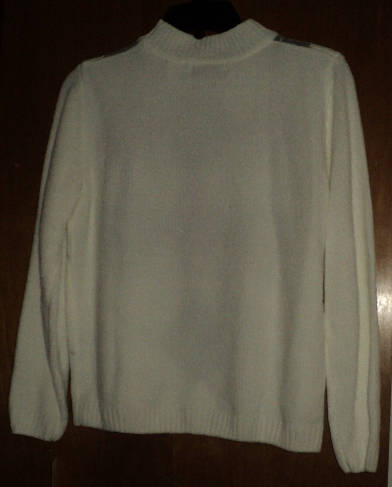 Alfred Dunner Glacier Lake Ivory Long Sleeves Argyle Chenille Sweater Size PL