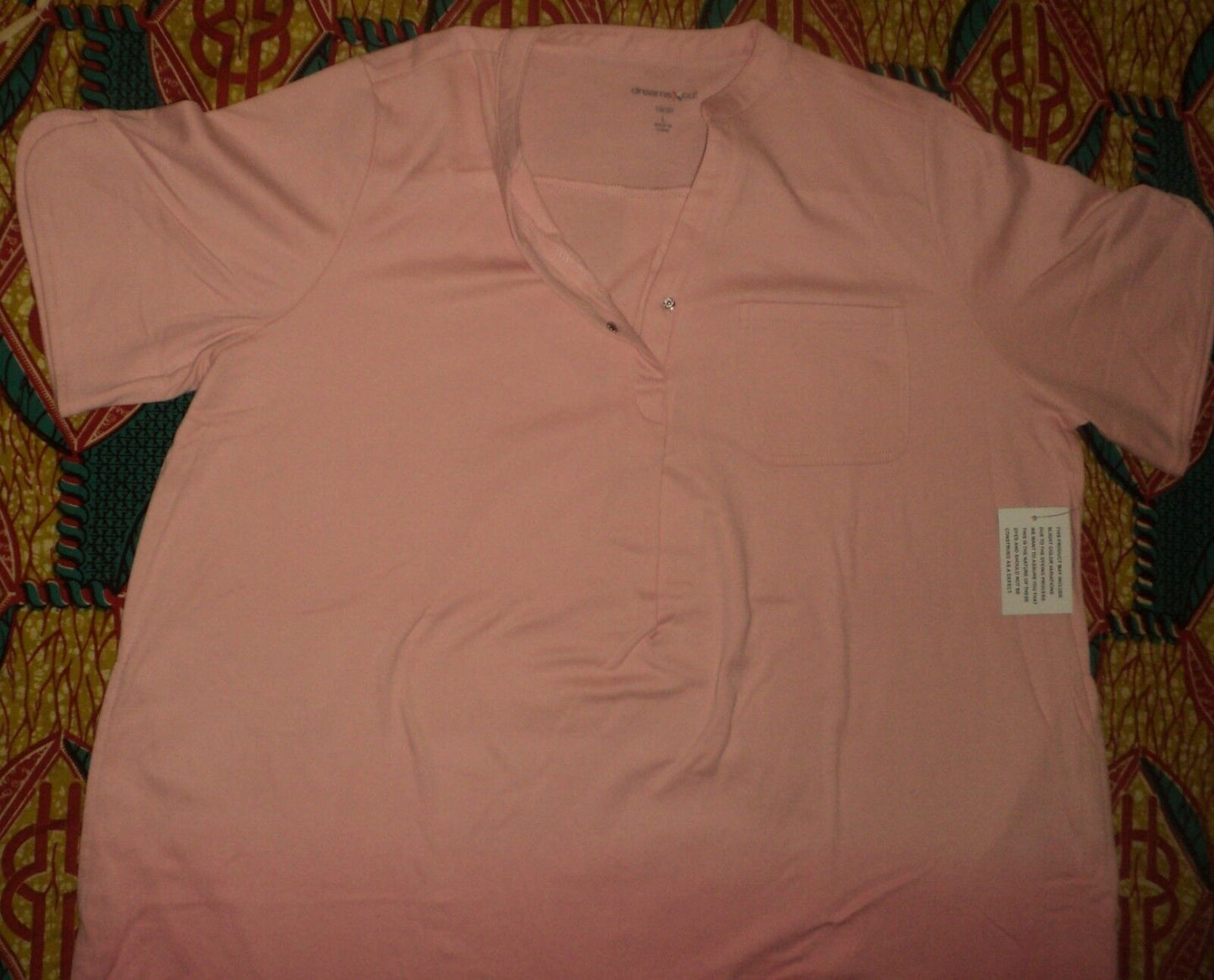 Dreams & Co. Plus Size Coral Rose Ombre Short Sleeve Knit Lounger Size 2X(26/28)