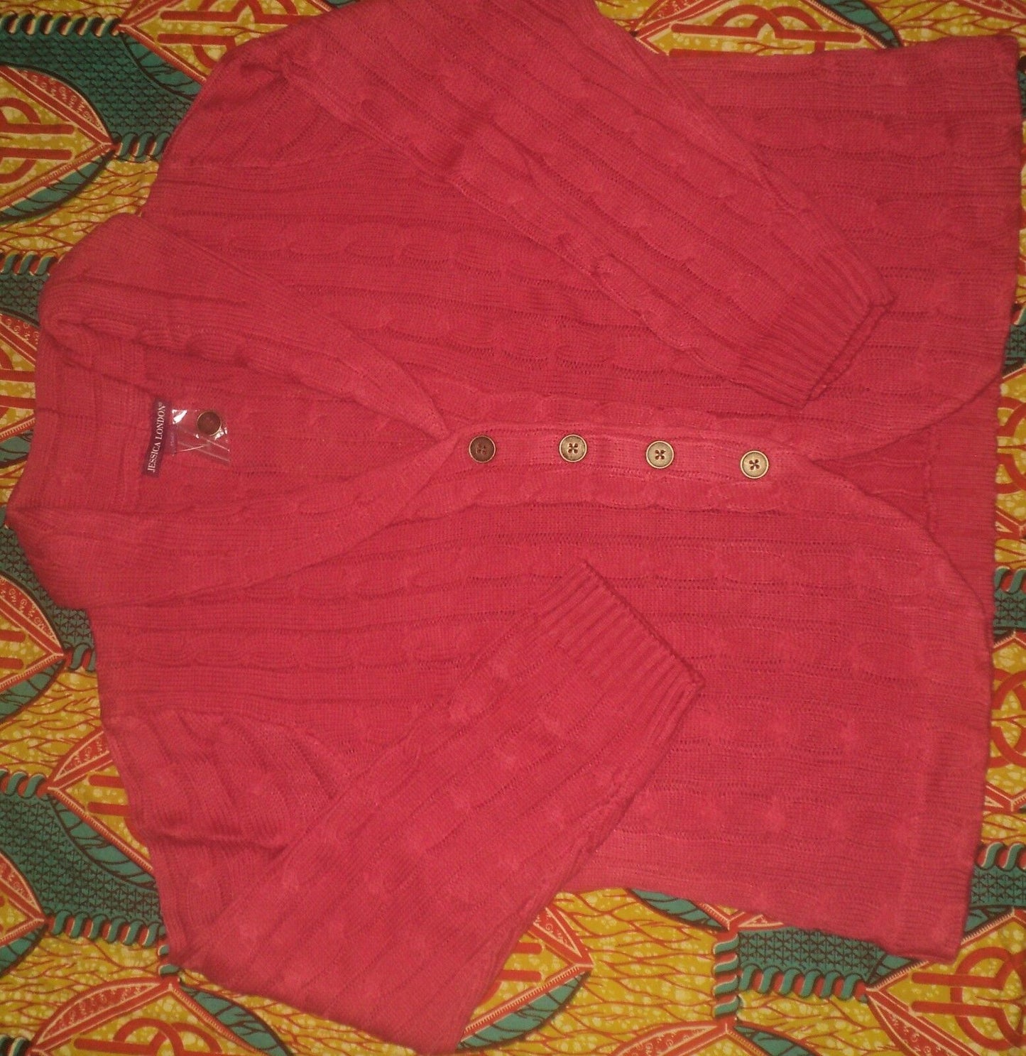Jessica London Plus Size Strawberry Cable Blazer Sweater Cardigan Size 18/20