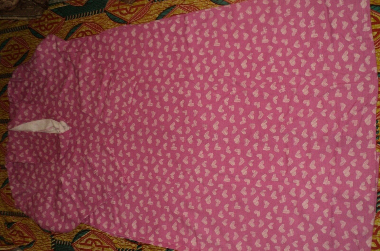 Dreams & Co. Plus Size Rosebud Striped Hearts Long Fleece Hoodie Robe Size 2X