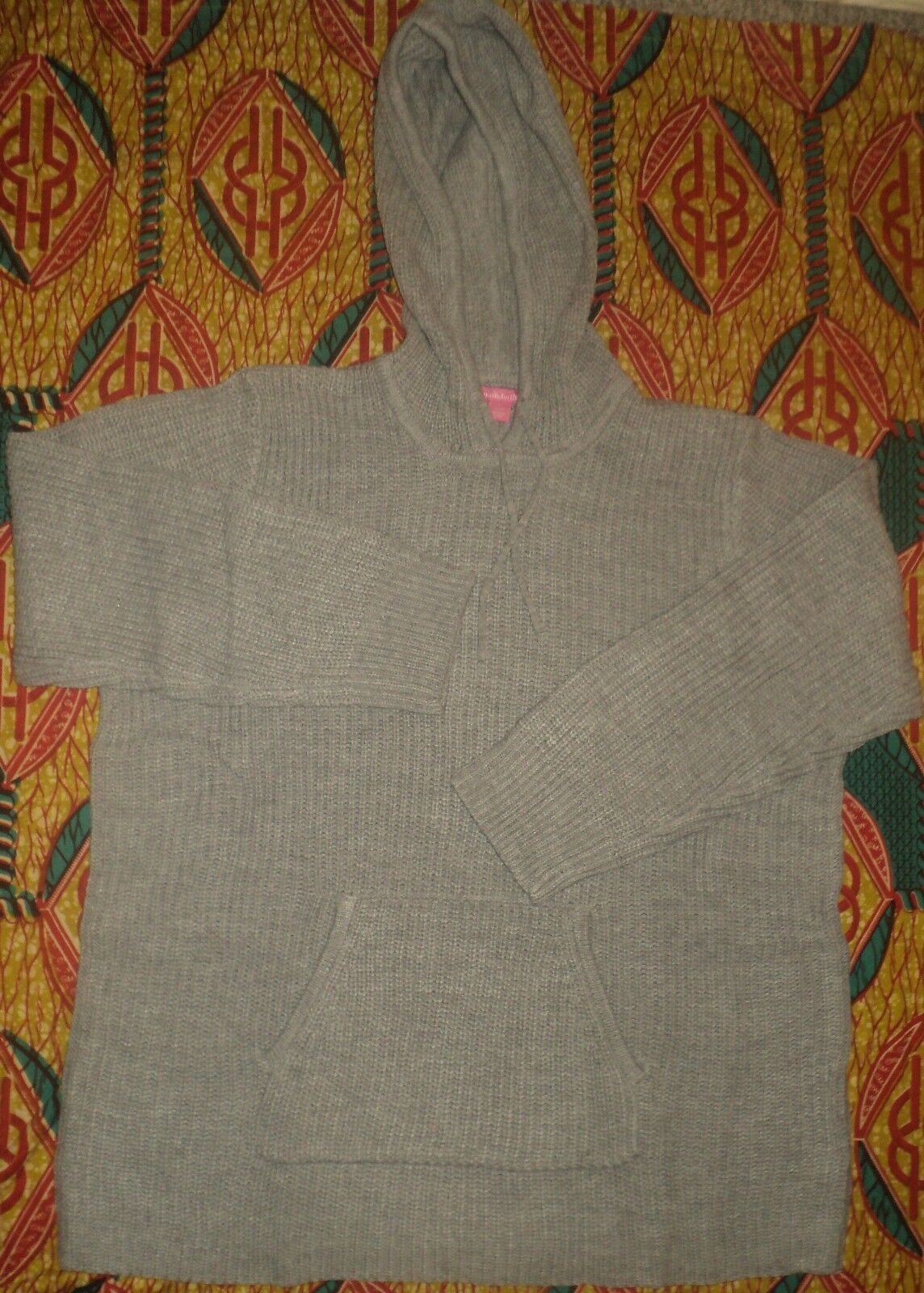 Woman Within Plus Size Heather Grey Hooded Pullover Shaker Stitch Sweater Sz 2X