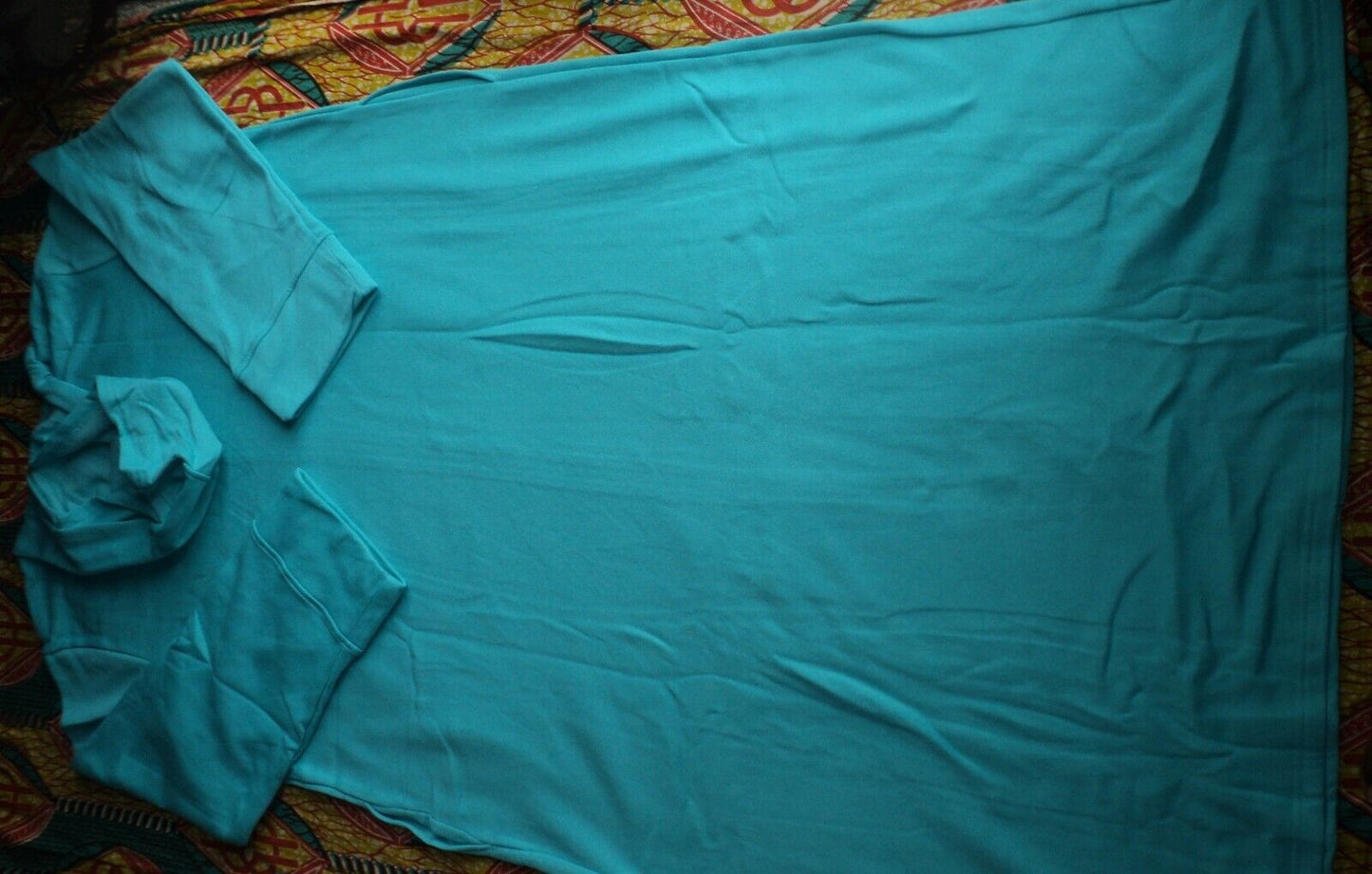 Dreams & Co. Plus Size Caribbean Blue Long Fleece Hoodie Robe Size 6X(42/44)