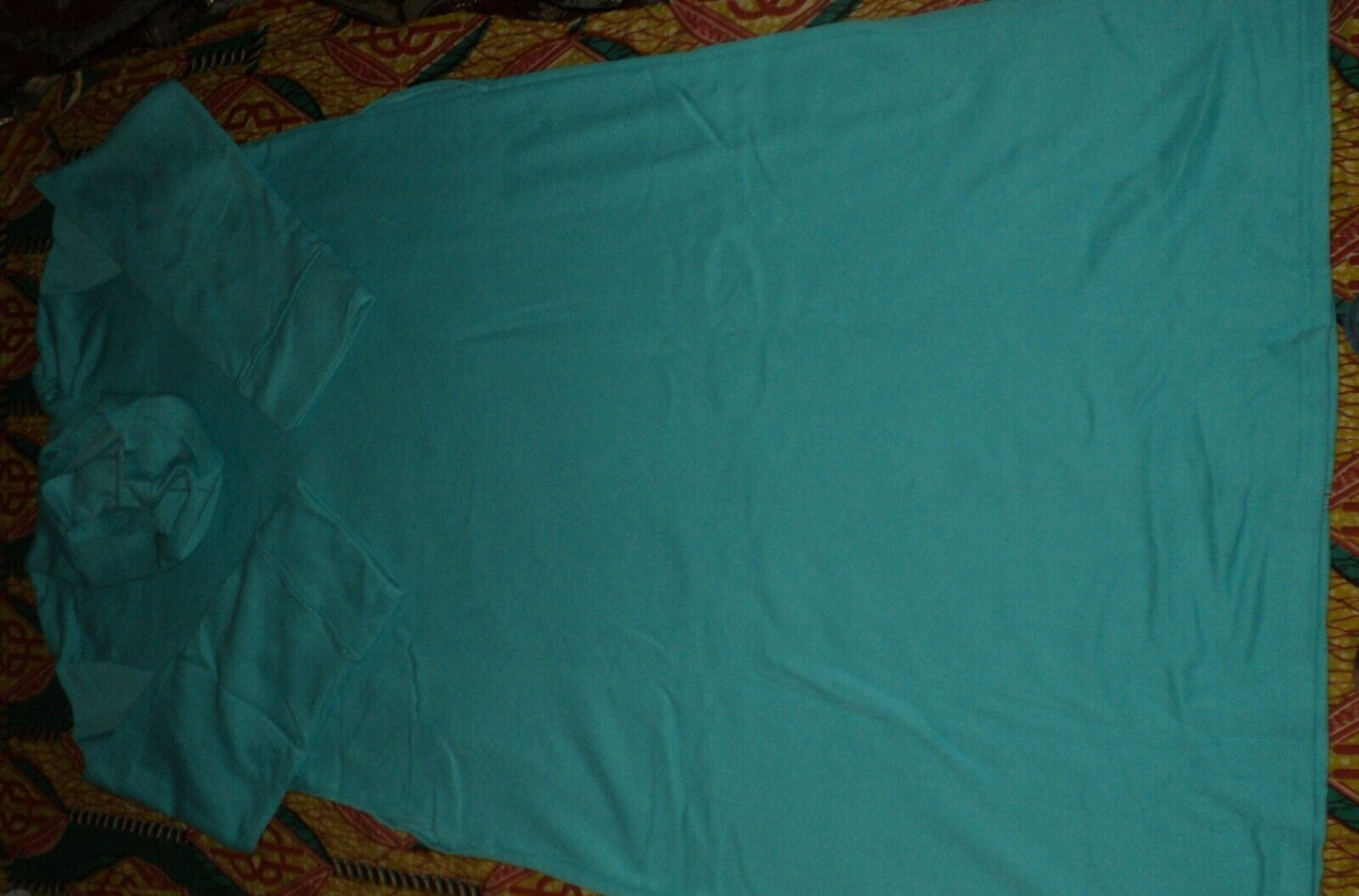 Dreams & Co. Plus Size Caribbean Blue Long Fleece Hoodie Robe Size 6X(42/44)