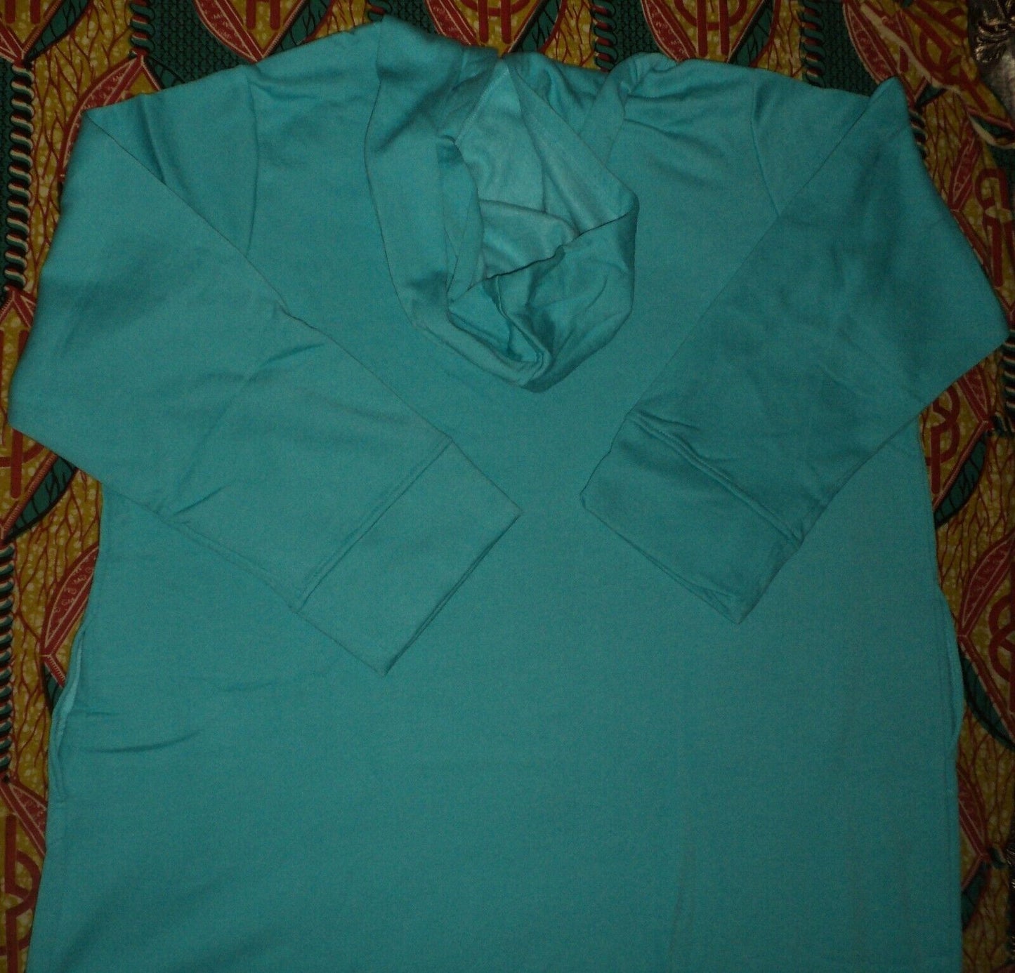 Dreams & Co. Plus Size Caribbean Blue Long Fleece Hoodie Robe Size 6X(42/44)