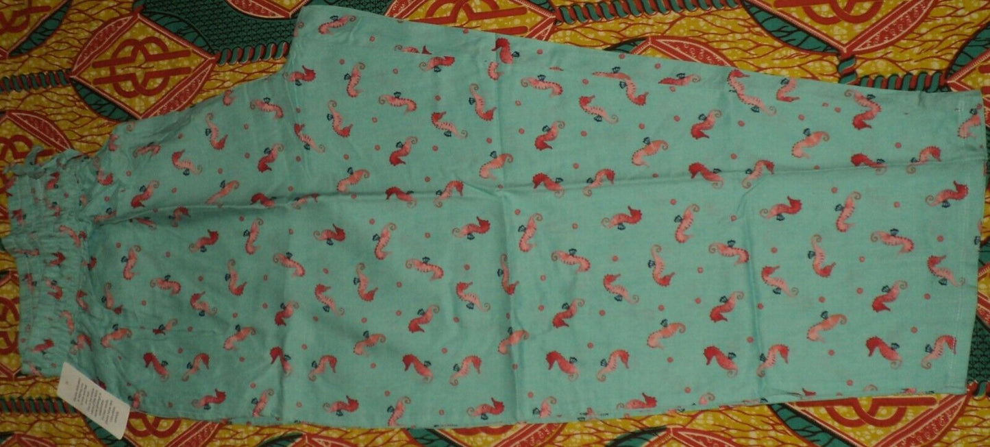 Dreams & Co. Plus Size Coral Rose Seahorse Graphic Tee Pajama Set Size L(18/20)