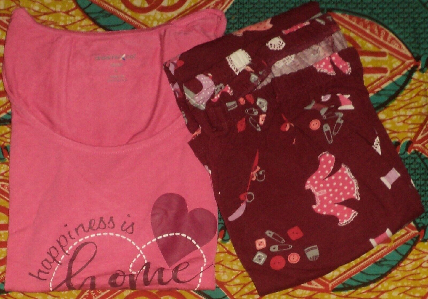 Dreams & Co. Plus Size Pomegranate Happiness Sleeveless Pajamas Set Size 3X