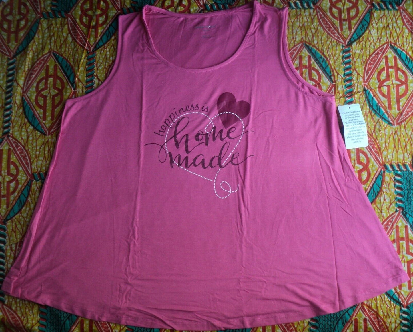 Dreams & Co. Plus Size Pomegranate Happiness Sleeveless Pajamas Set Size 3X