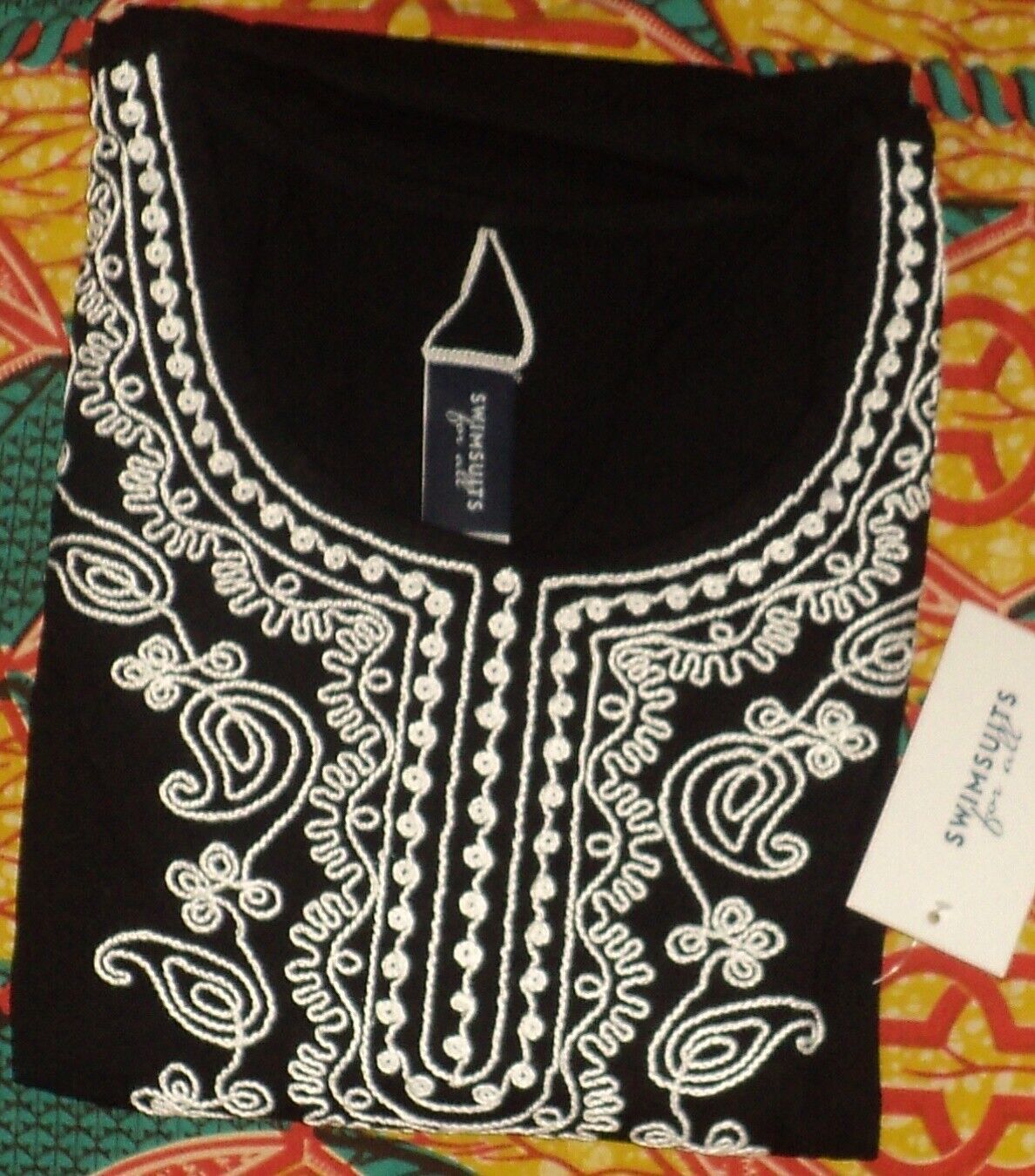Swimsuits For All Plus Size Black Embroidered Cover Up Size 26/28