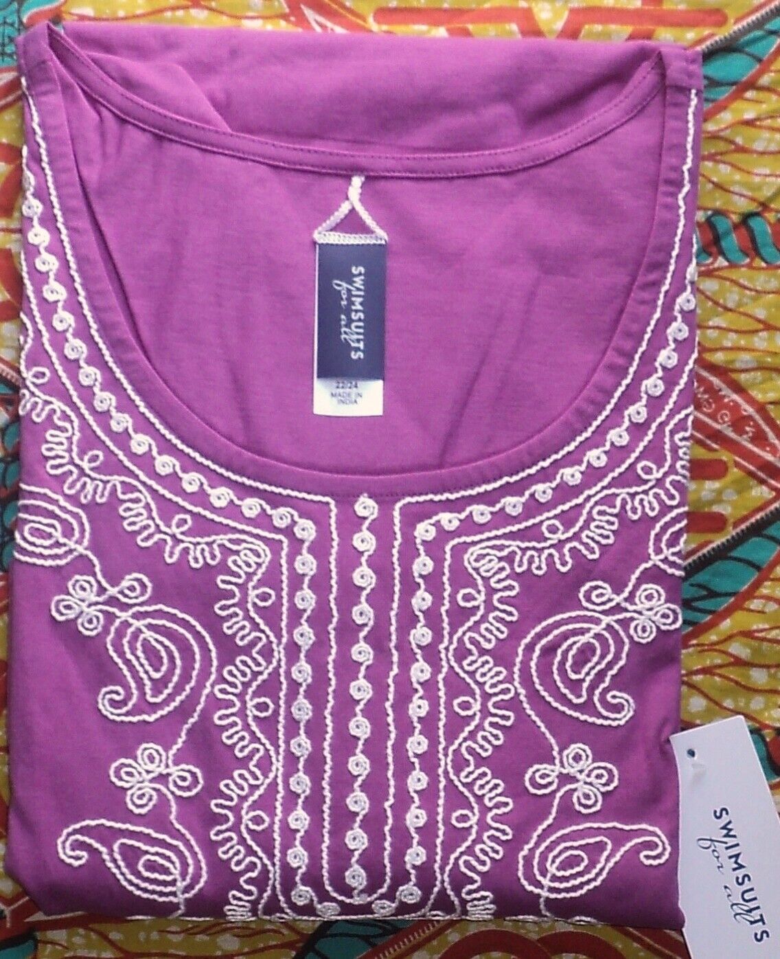 Swimsuits For All Plus Size Beach Rose Embroidered Cover Up Size 34/36