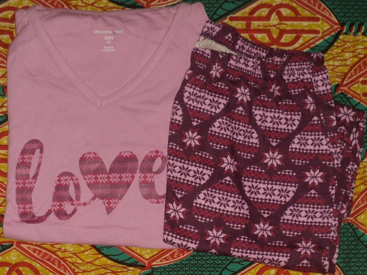 Dreams & Co Plus Size Light Orchid Love Knit Capri Pajamas Set Size 1X(22/24)