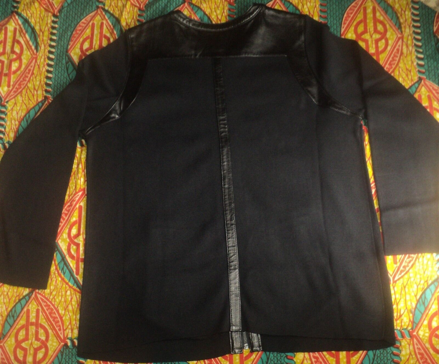 Jessica London Plus Size Black Long Sleeve Leather-Trim Cardigan Size 22/24