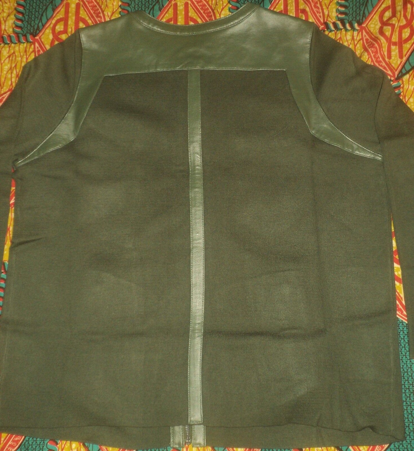Jessica London Plus Size Forest Green Long Sleeve Leather-Trim Cardigan Sz 22/24