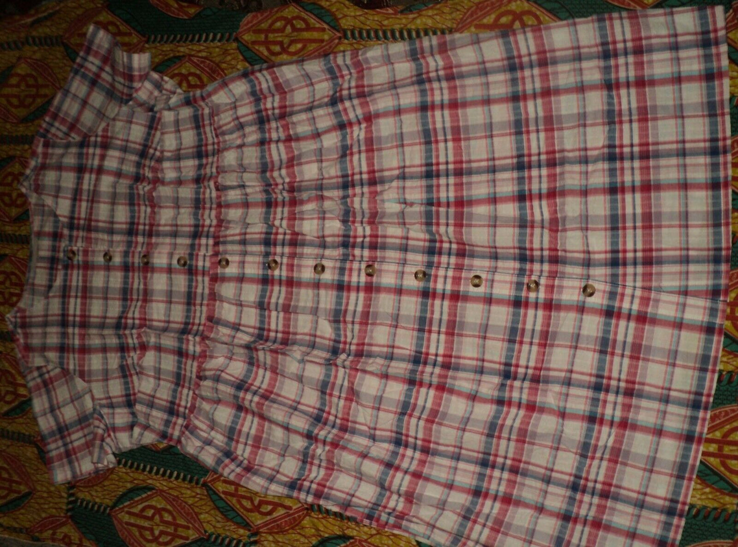 Woman Within Plus Size White Multi Plaid Short-Sleeve Seersucker Dress Size 28W