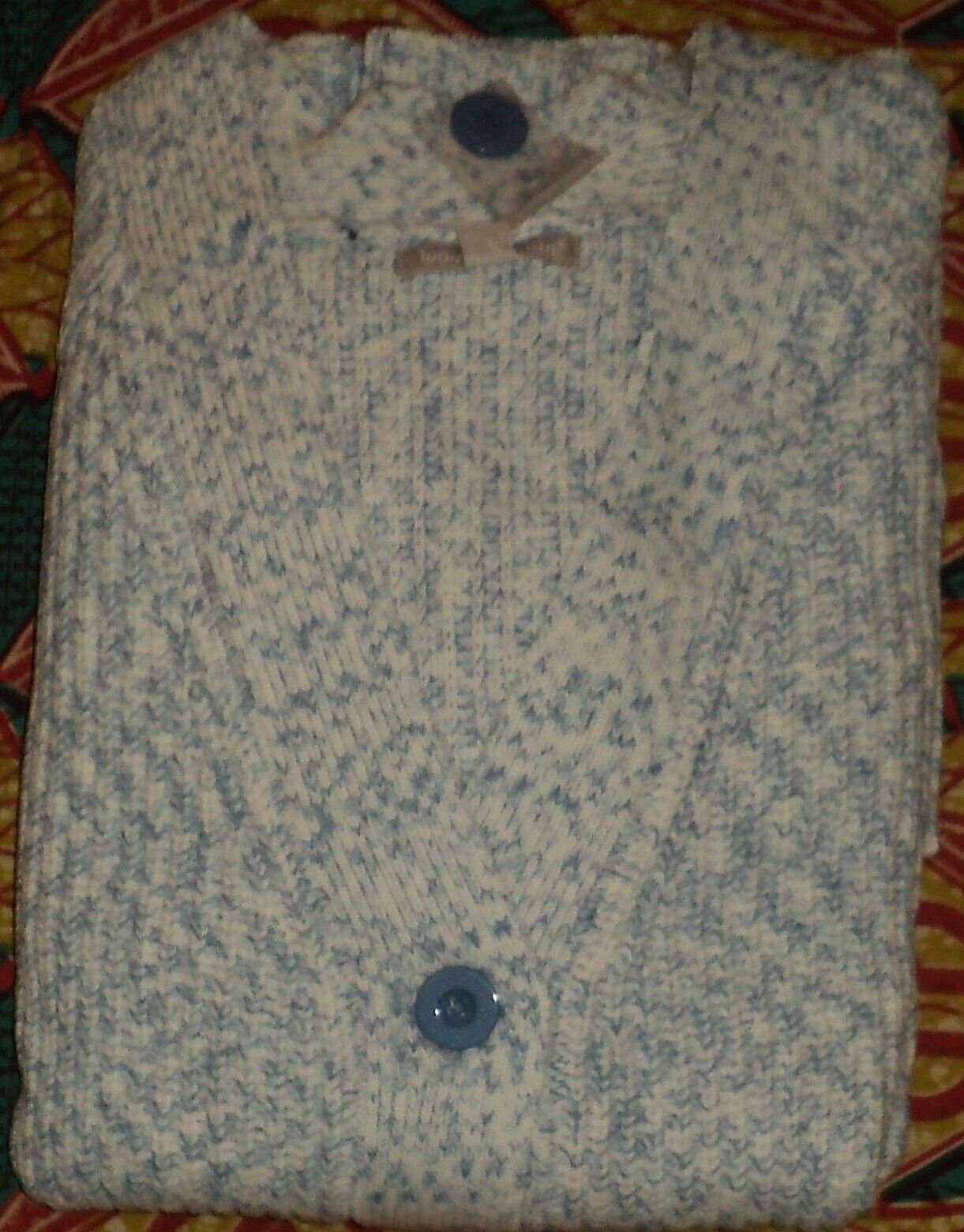 Woman Within Plus Size French Blue Space Dye Shaker Knit Cardigan Size 1X-22/24