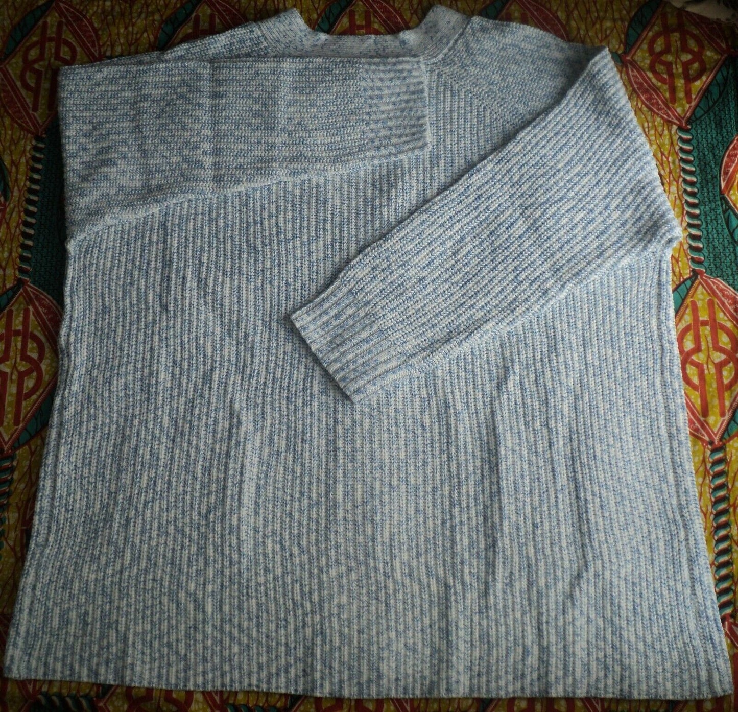 Woman Within Plus Size French Blue Space Dye Shaker Knit Cardigan Size 1X-22/24