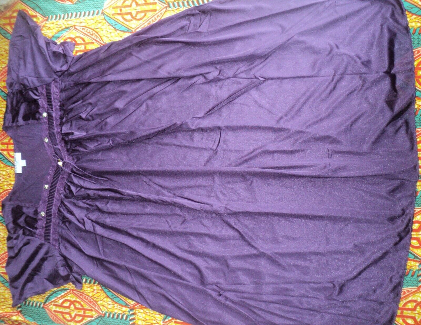 Only Necessities Plus Size Rich Violet Short Silky Lace-Trim Nightgown Size 5X