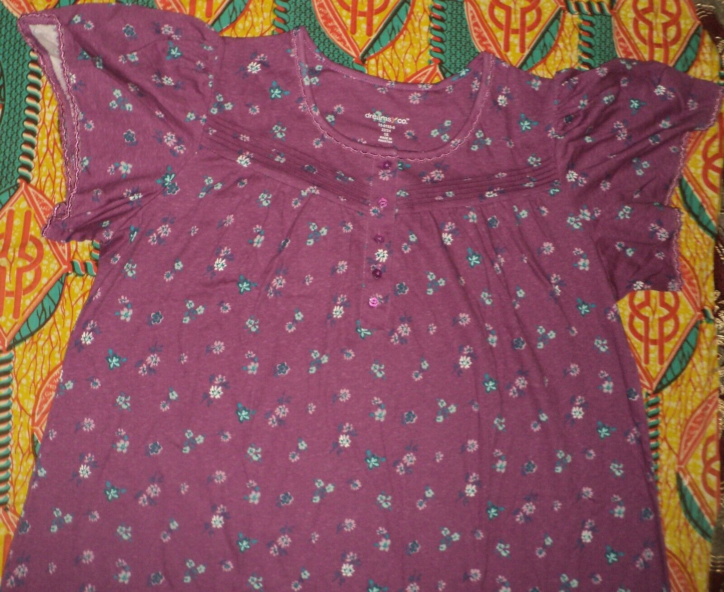 Dreams & Co. Plus Size Fresh Berry Long Cotton Knit Nightgown Size 4X(34/36)