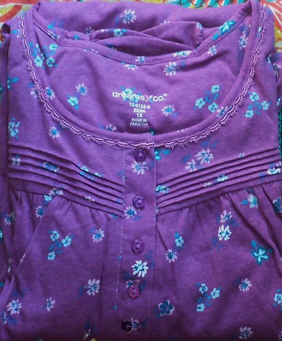 Dreams & Co. Plus Size Fresh Berry Long Cotton Knit Nightgown Size 4X(34/36)