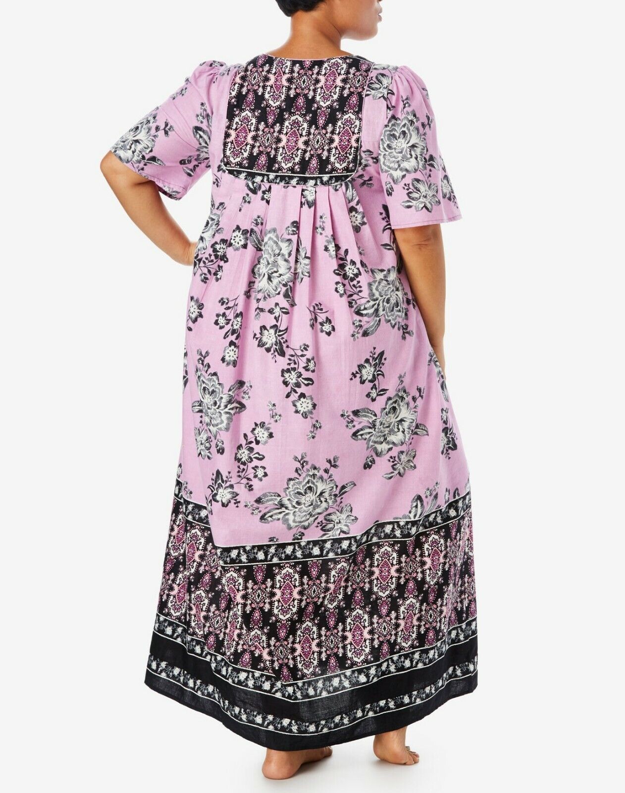 Only Necessities Plus Size Rich Violet Mixed Print Long Lounger Size 6X(42/44)