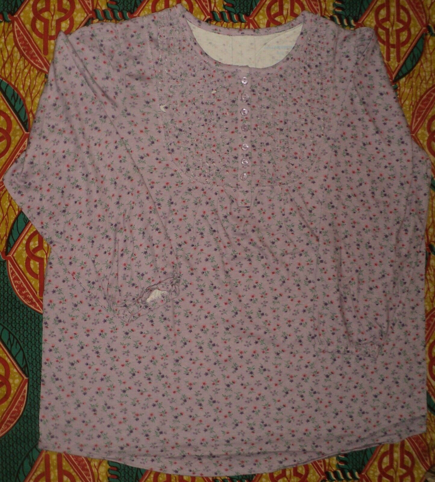 Only Necessities Plus Size Lavender Floral Long Sleeve Ruffled Pajamas Set Sz 1X
