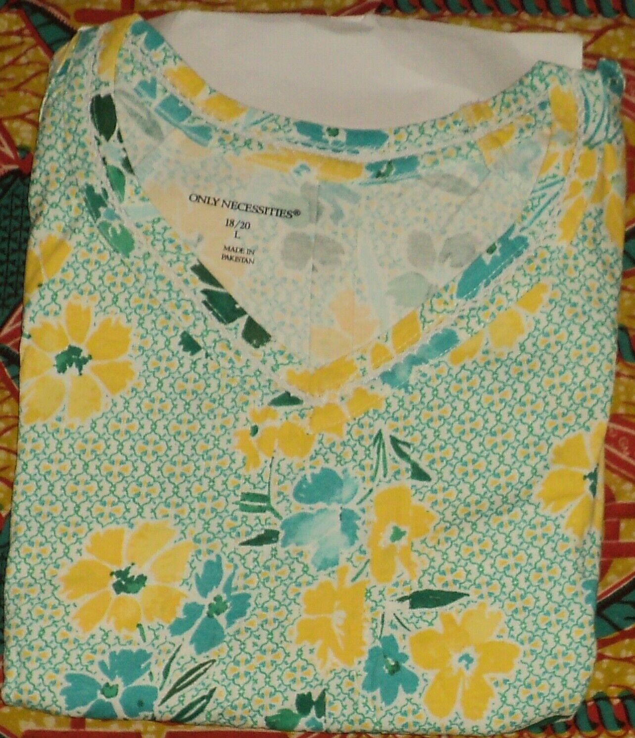 Only Necessities Plus Size Green Bud Floral Crochet Trim Nightgown Size 1X