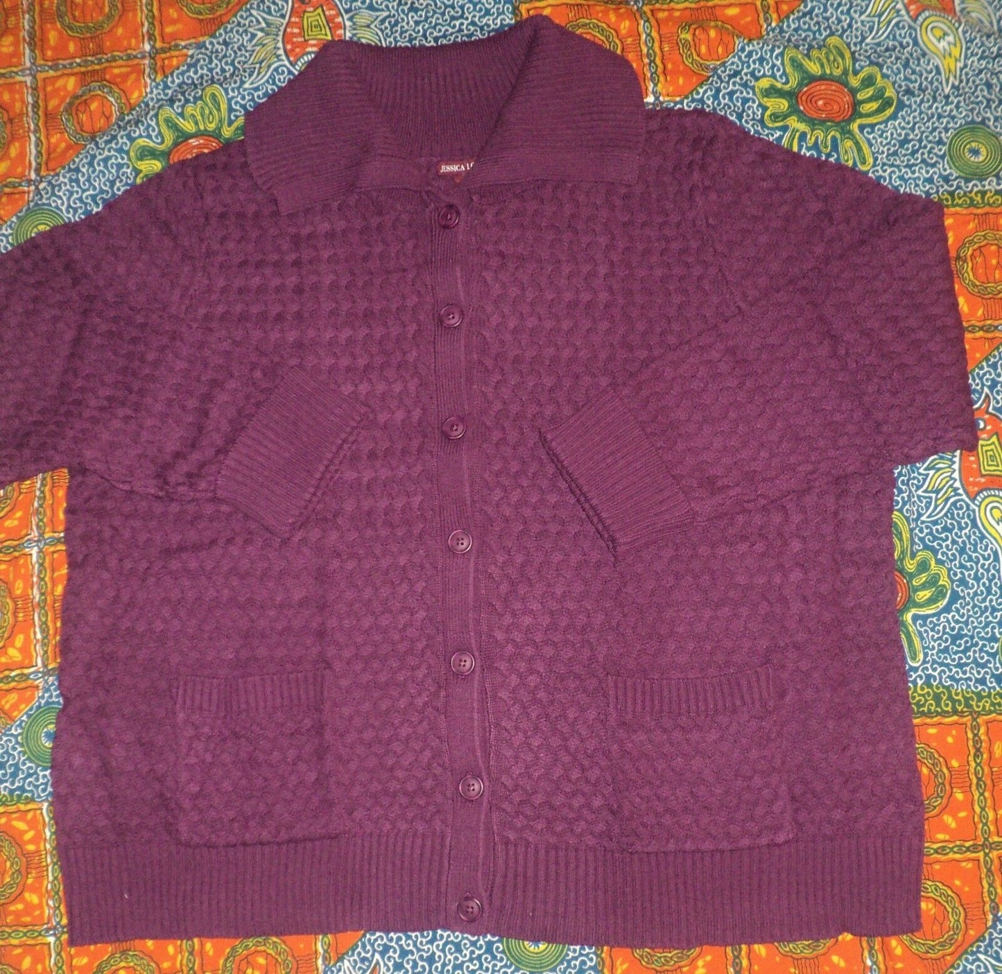 Jessica London Plus Size Boysenberry Basket Weave Sweater Cardigan Size 18/20