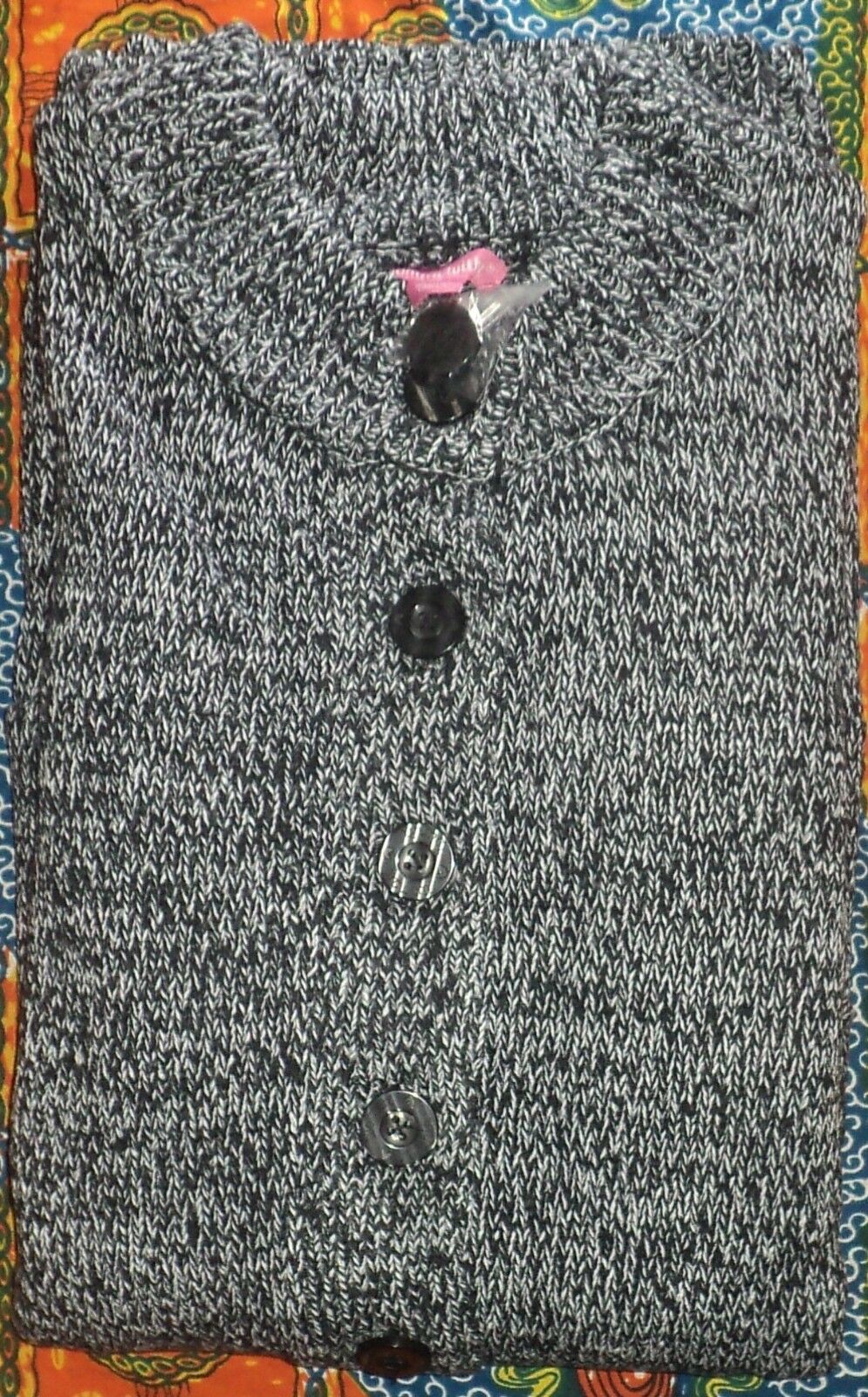 Woman Within Plus Size Black White Marled Sweater Cardigan Size 1X(22/24)