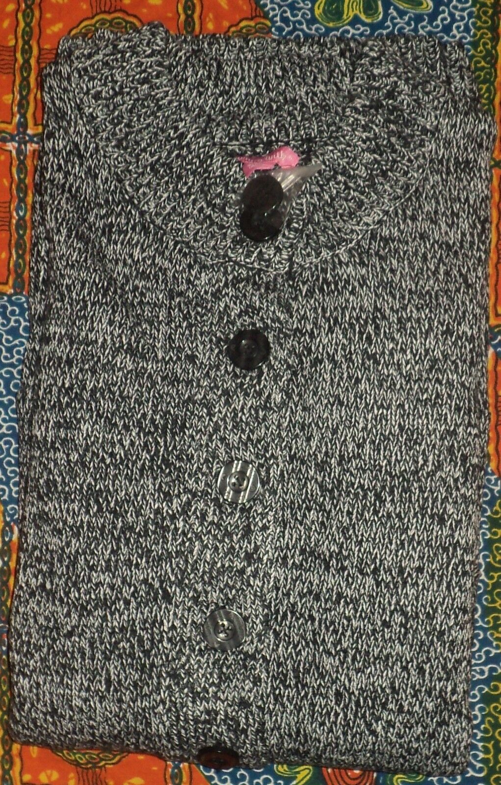 Woman Within Plus Size Black White Marled Sweater Cardigan Size 1X(22/24)