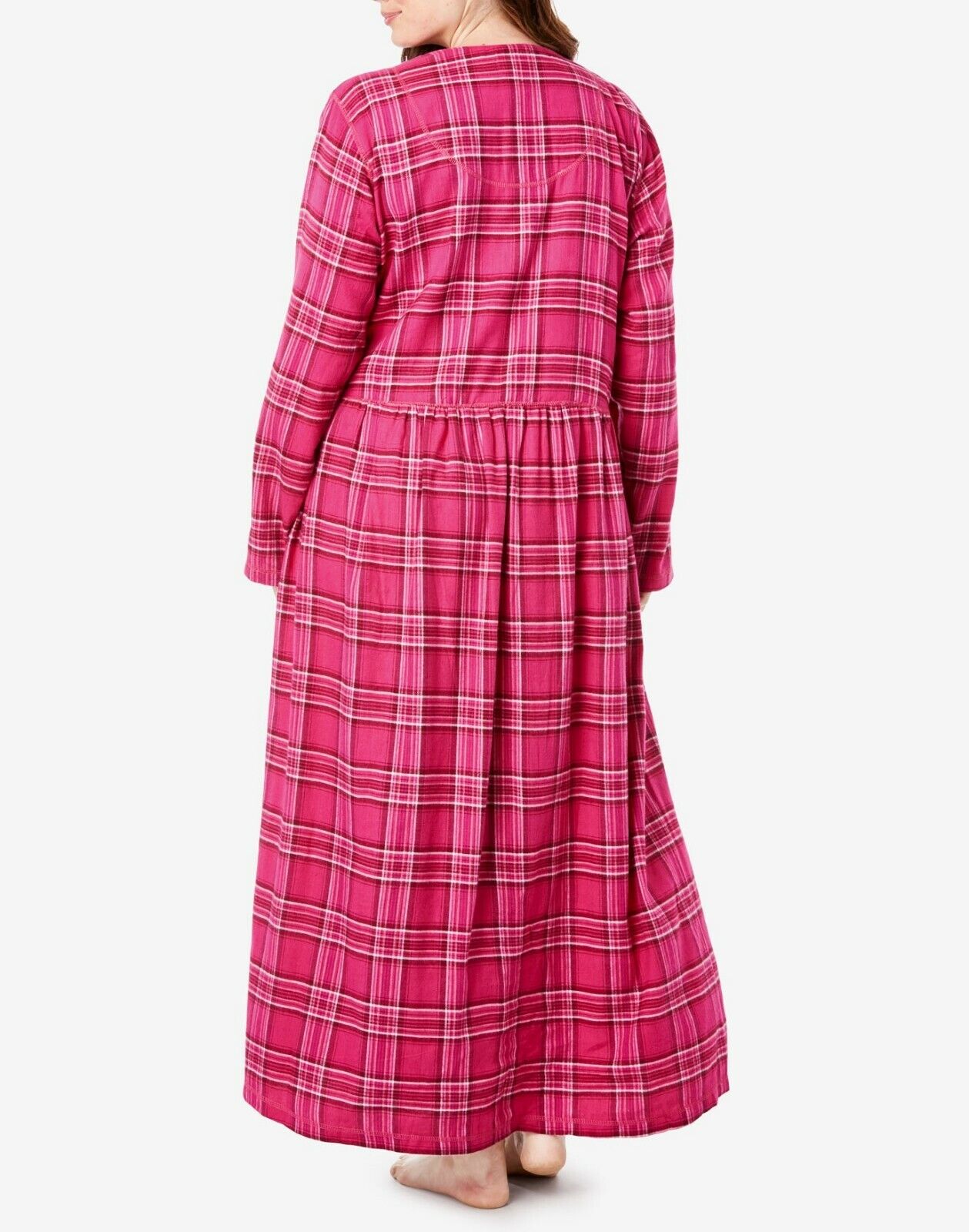 Only Necessities Plus Size Red White Plaid Flannel Snap-Front Lounger Size 3X