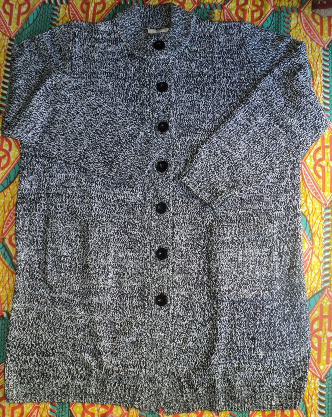 Woman Within Plus Size Black White Marled Sweater Cardigan Size 2X(26/28)
