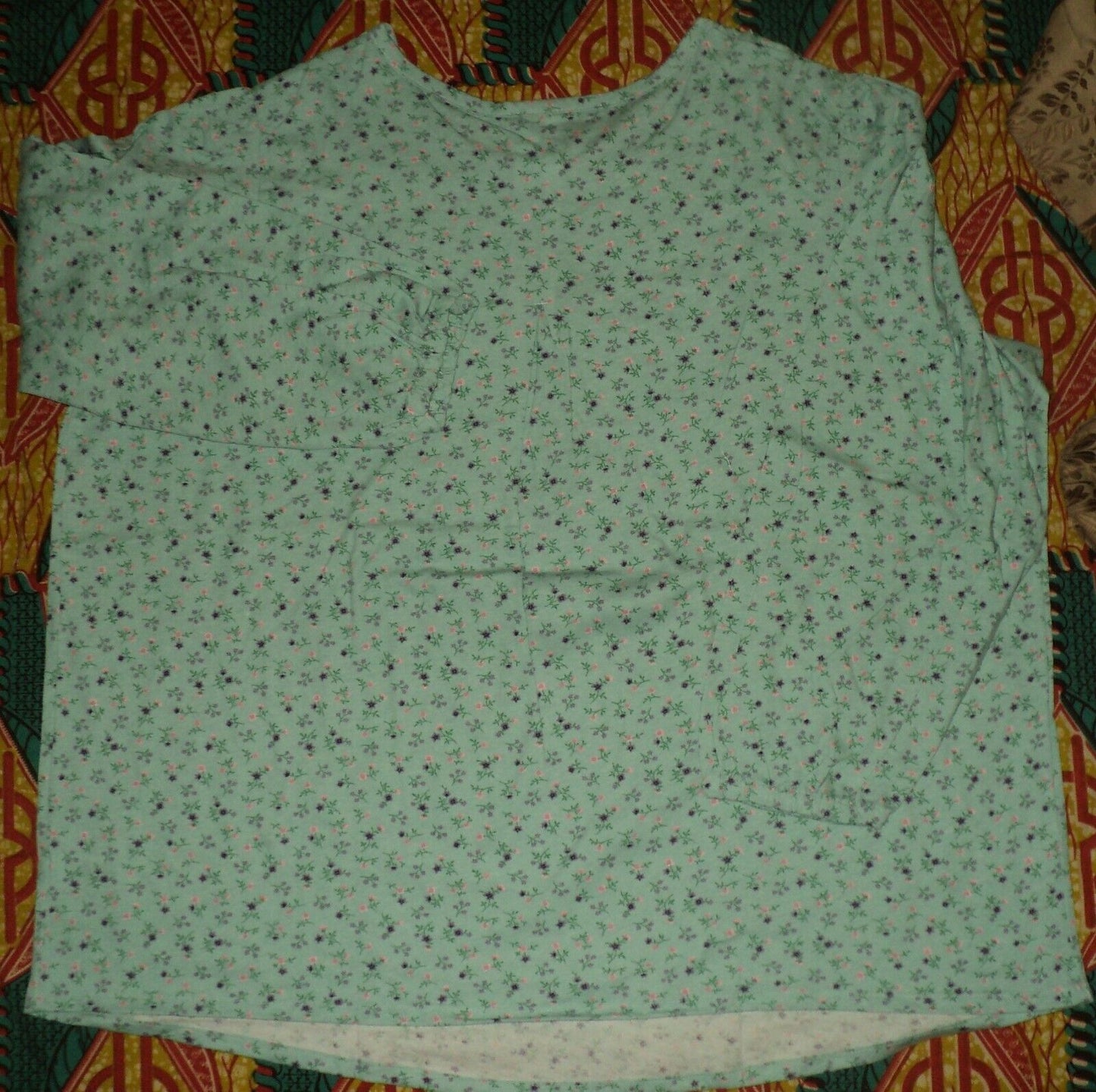 Only Necessities Plus Size Turquoise Floral Long Sleeve Ruffled Pajamas Set 3X