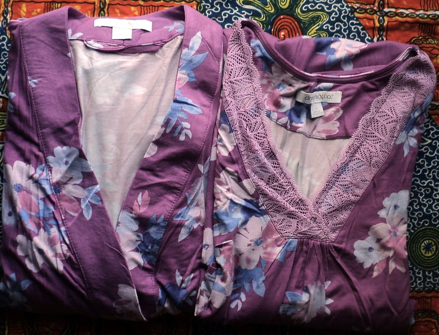 Dreams & Co. Plus Size Fresh Berry Knit Gown & Robe Set Size 2X(26/28)