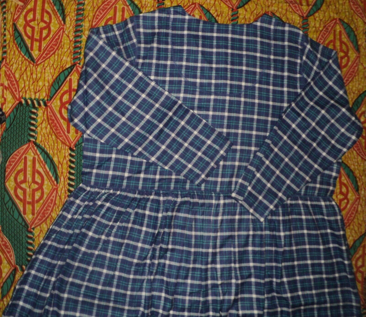 Only Necessities Plus Size Blue Sapphire Plaid Flannel Snap-Front Lounger Sz 3X
