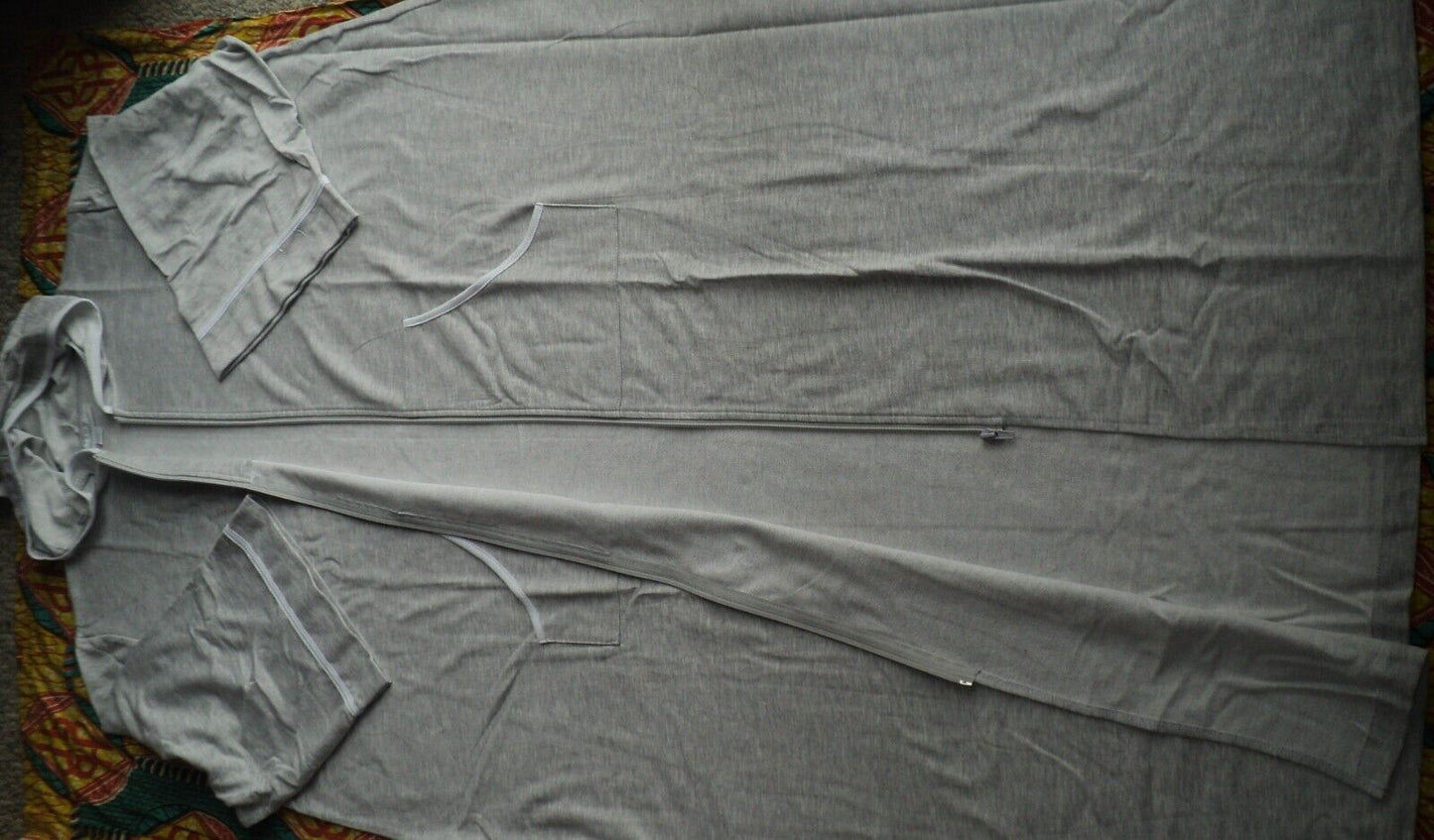 Dreams & Co. Plus Size Heather Grey 3/4 Sleeves Long Hooded Robe Size 4X(34/36)