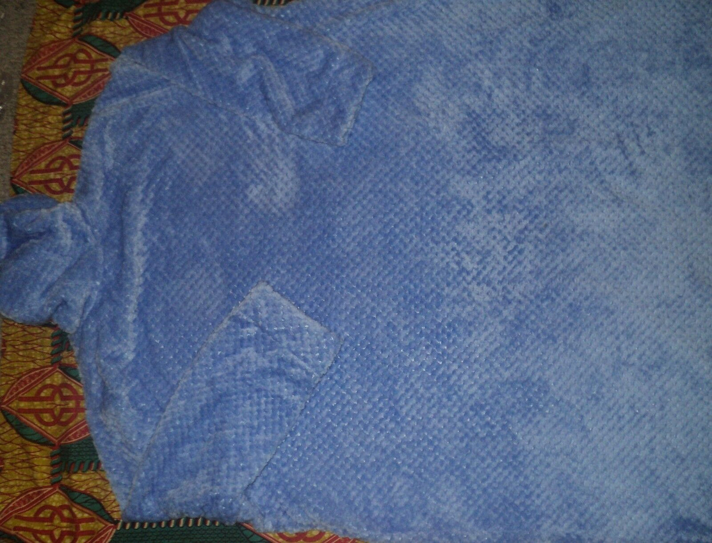 Dreams & Co. Plus Size French Blue Plush Hooded Long Robe Size 1X(22/24)