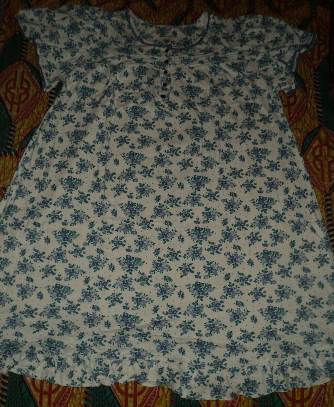 Dreams & Co. Plus Size Bouquet Short Cotton Knit Nightgown Size 1X(22/24)
