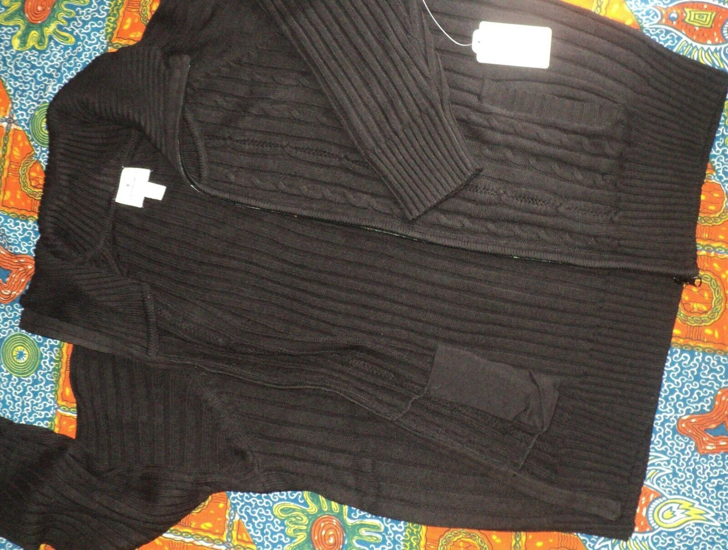 St. John's Bay Plus Size Black Long Sleeves Zip Cable Cardigan Size 1X