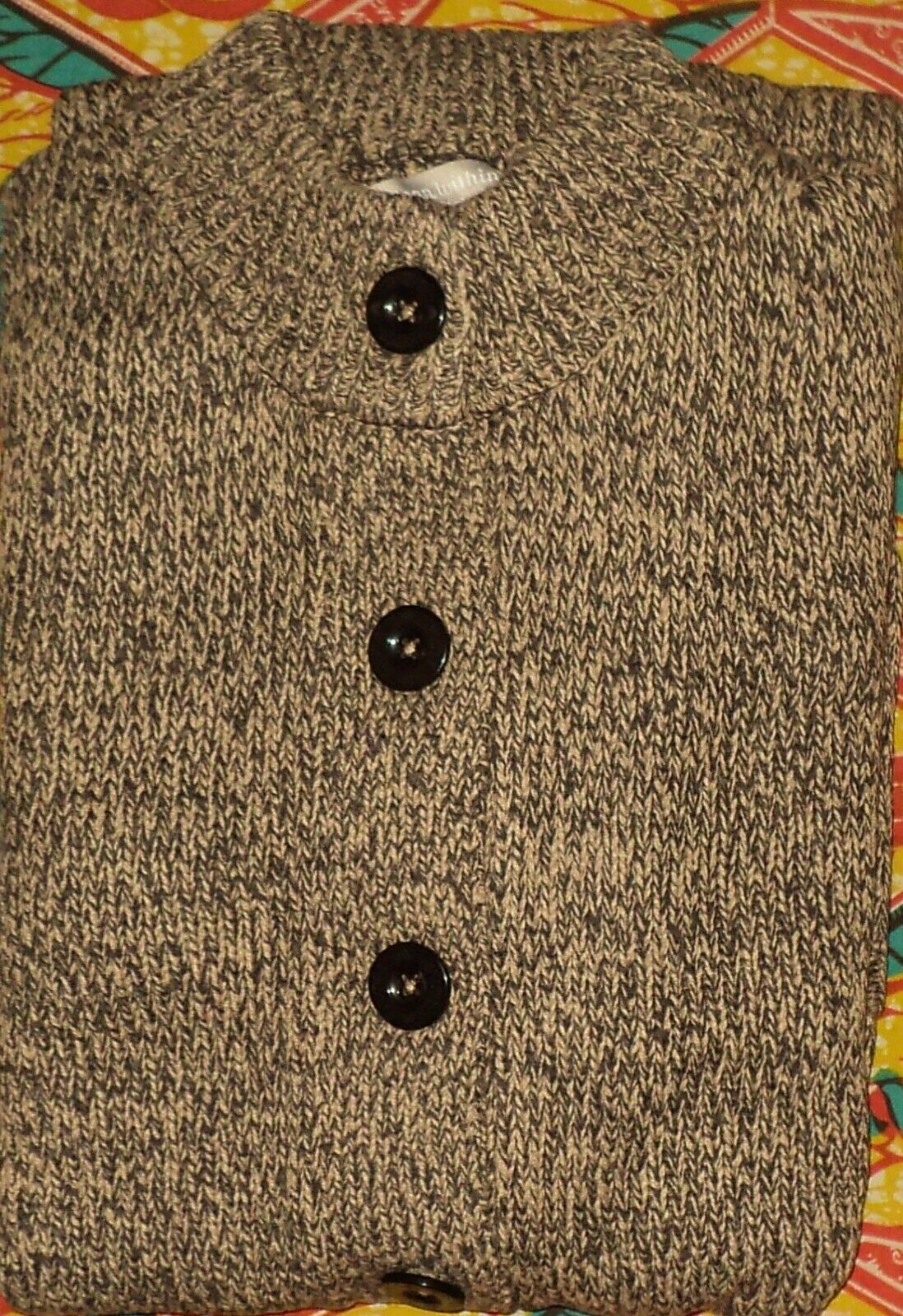 Woman Within Plus Size New Khaki Chocolate Marled Sweater Cardigan Size 1X-22/24